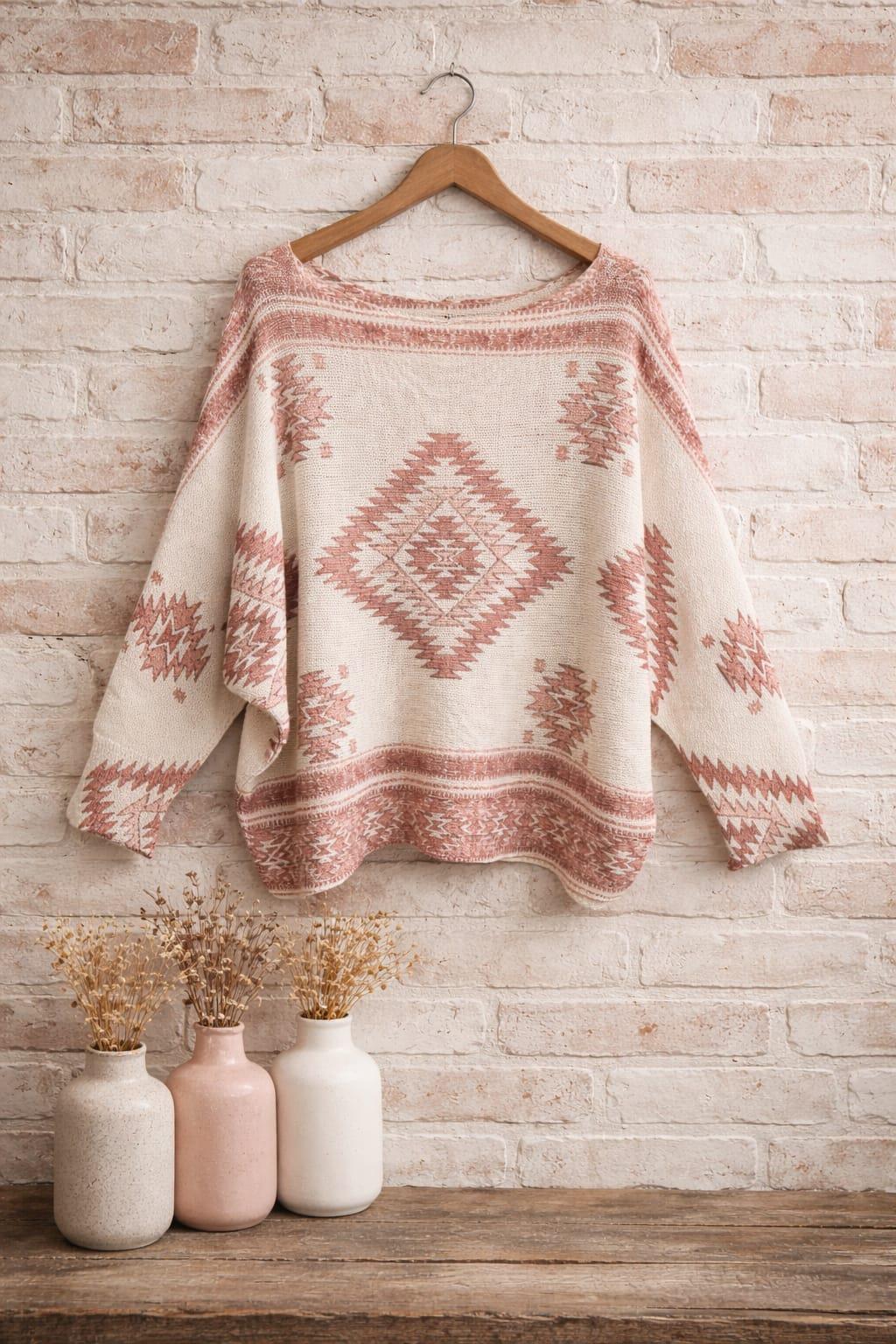 İtalian Kilim Desen Triko Bluz