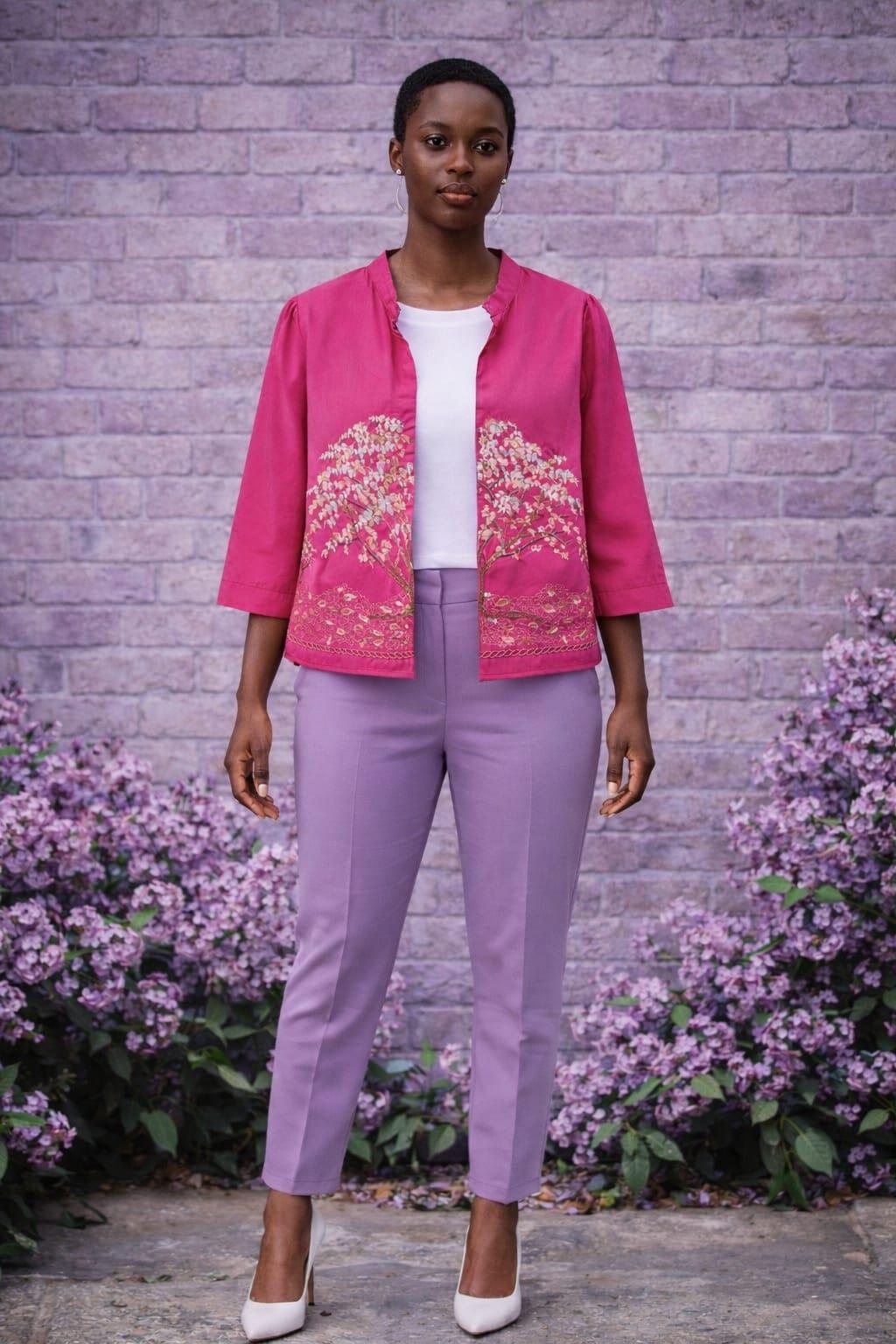 Italian nakışlı %100 koton tunik renk pembe
