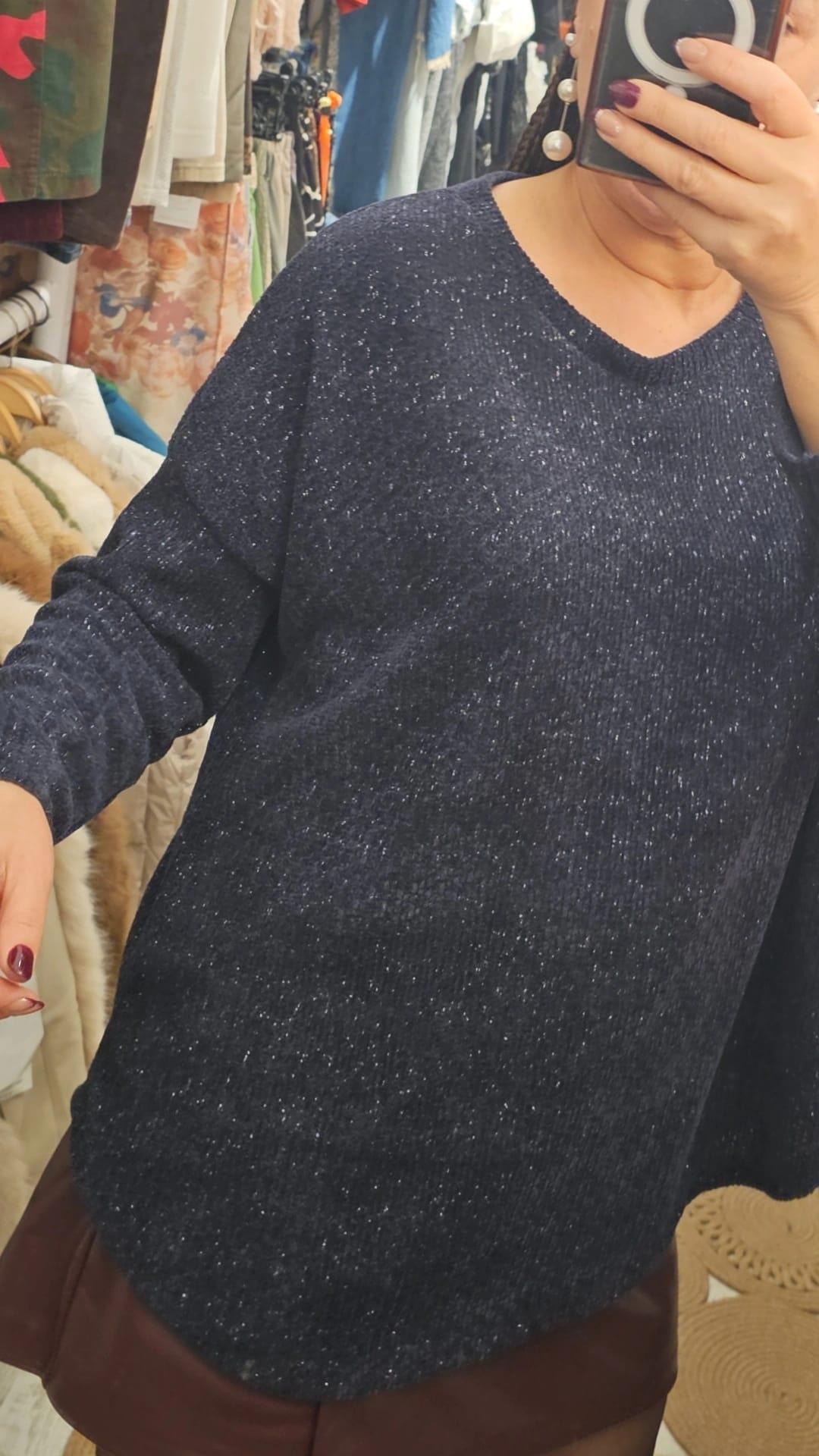 İtalian tiriko bluz simli renk lacivert