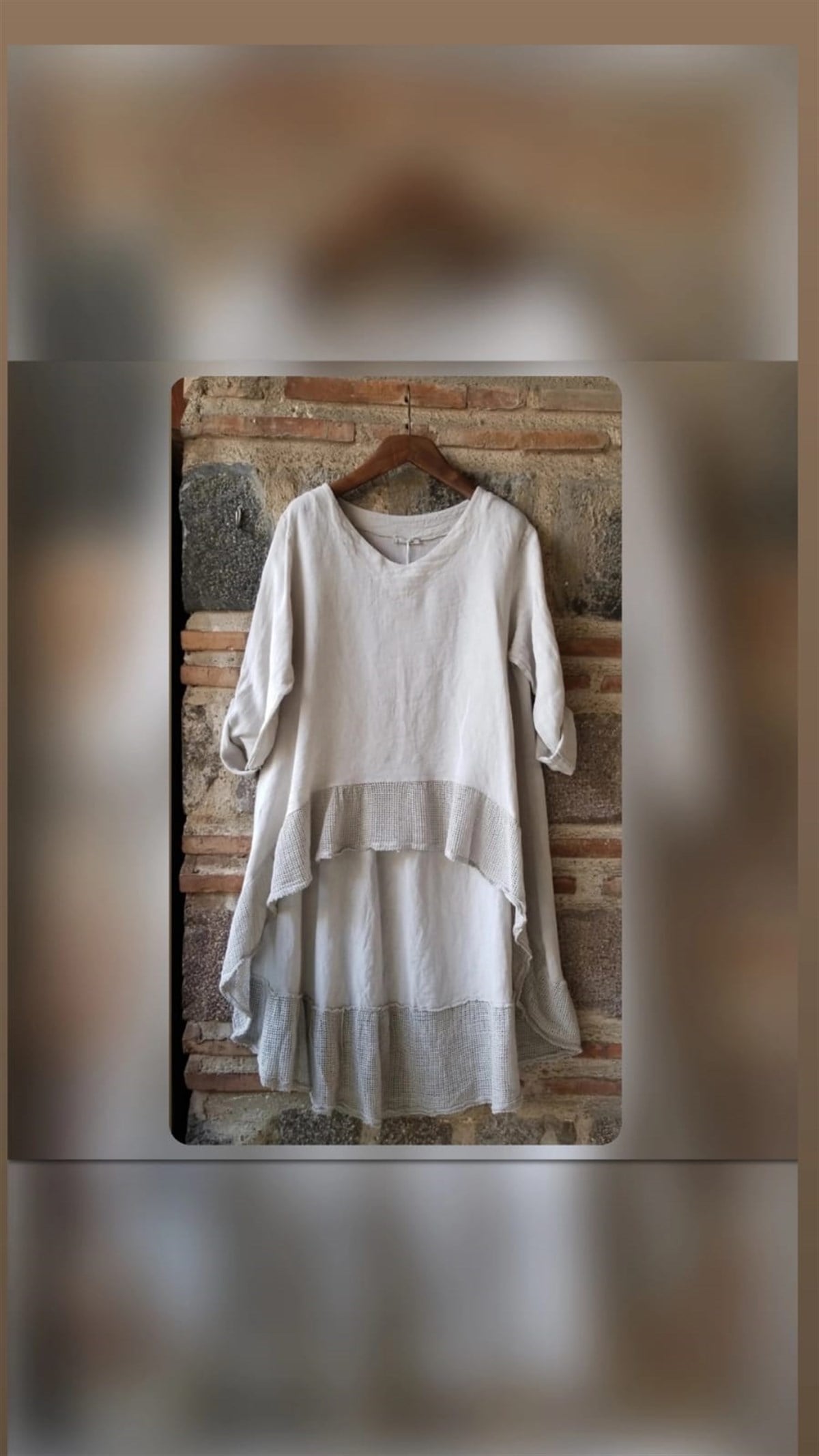 İtalyan %100 Keten Taş Rengi Tunik