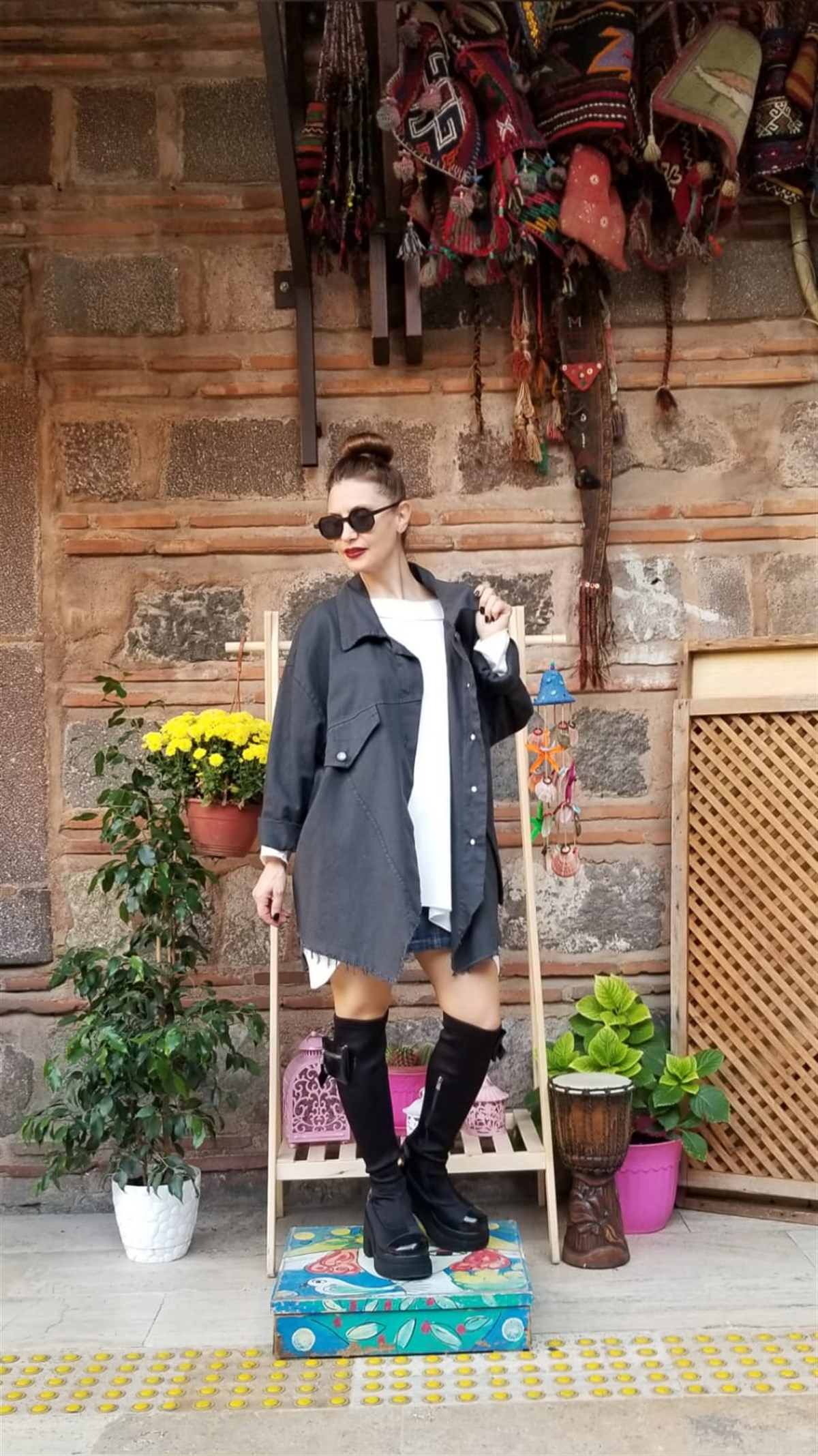 İtalyan Antrasit Ön Kısmı Asitmetrik Kot Ceket