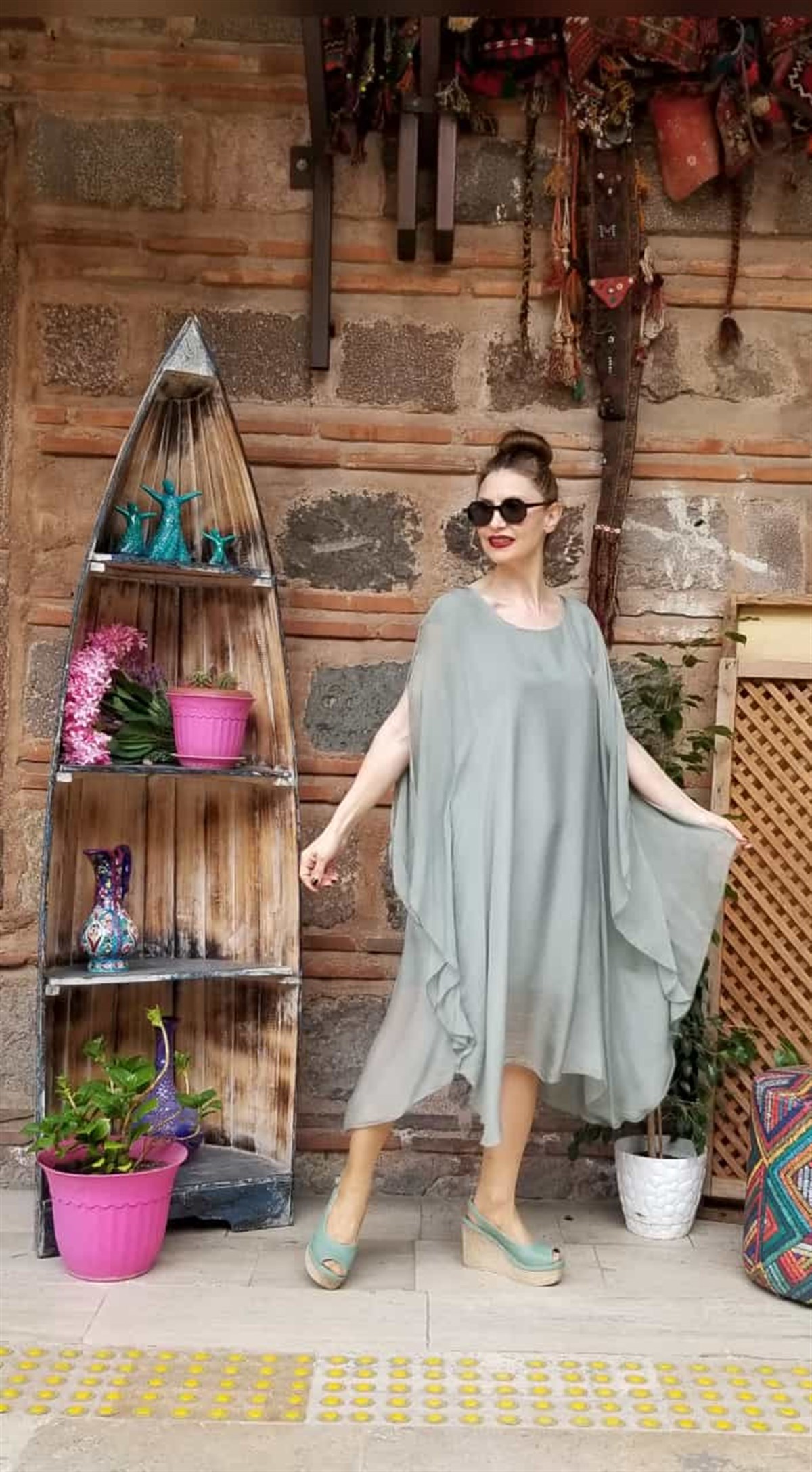 İtalyan Haki İpek Elbise