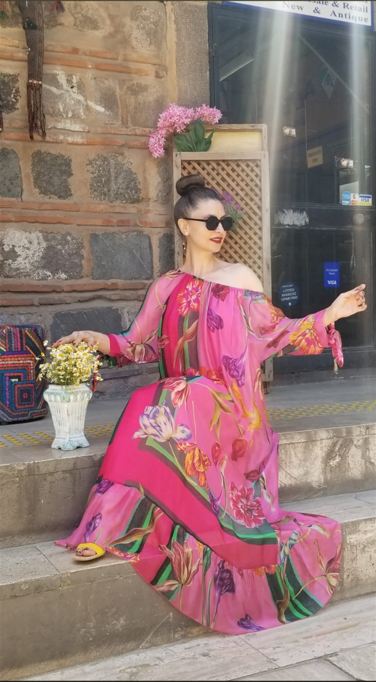 İtalyan İpek Fuşya Elbise İçi Astarlı Yakası Lastikli