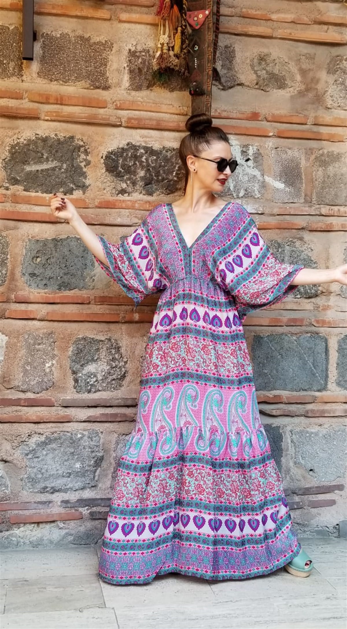 İtalyan İpek Kumaş Desenli Elbise