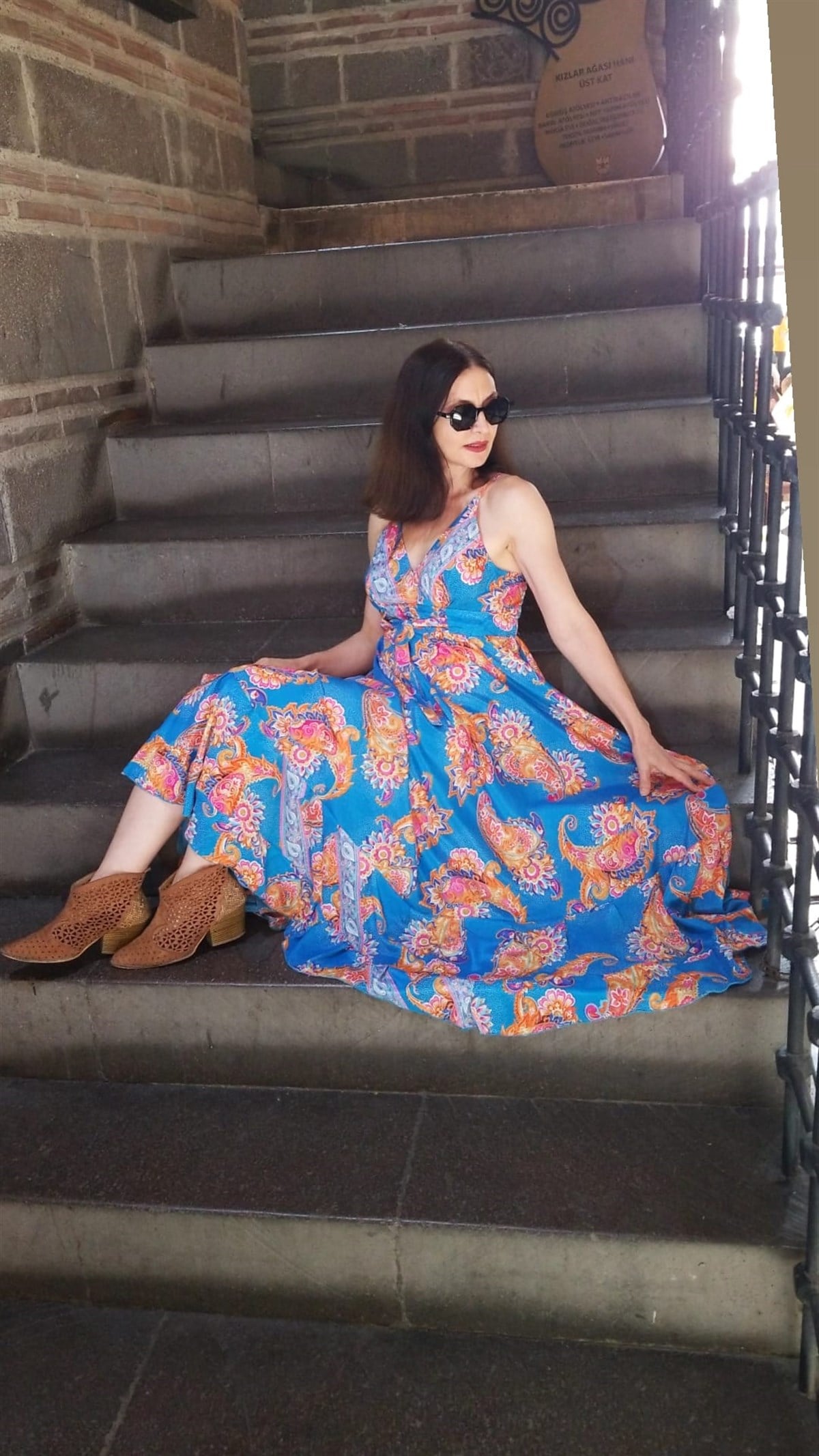 İtalyan İpek Kumaş Renkli Elbise