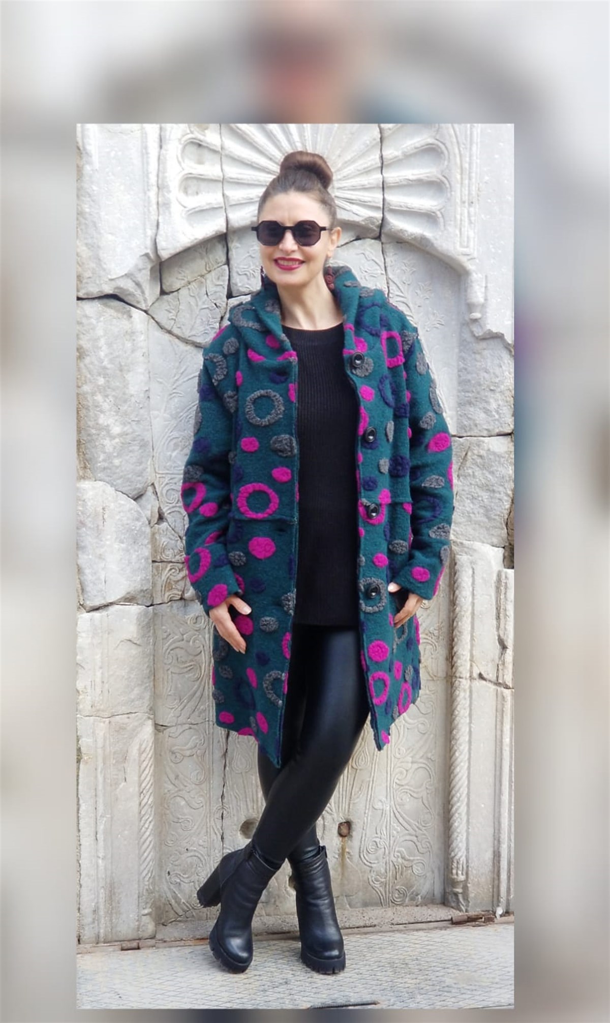 İtalyan Kece Kaban  Zümrüt Yeşil