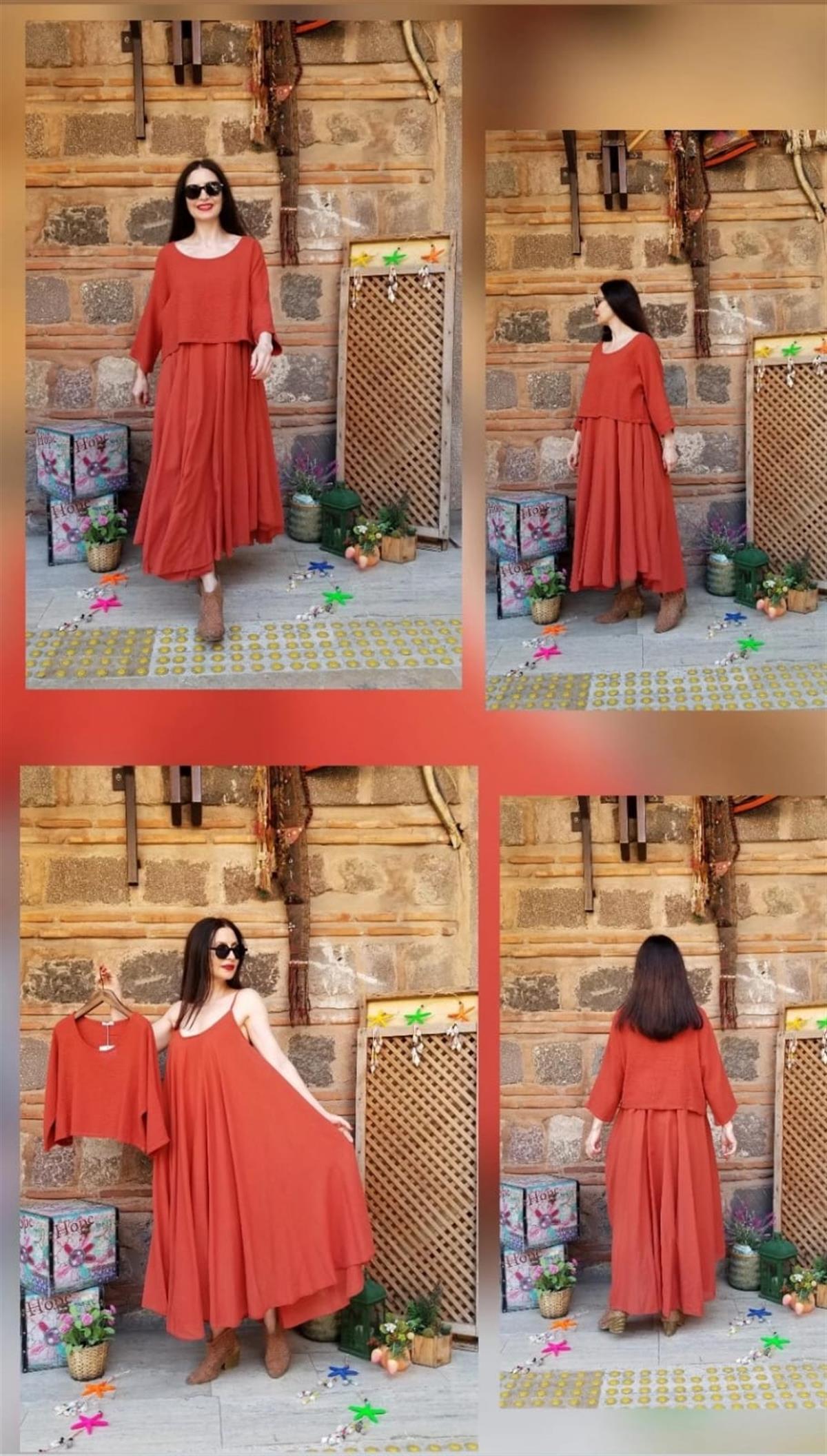 İtalyan Keten Vual İkili Takım Taba