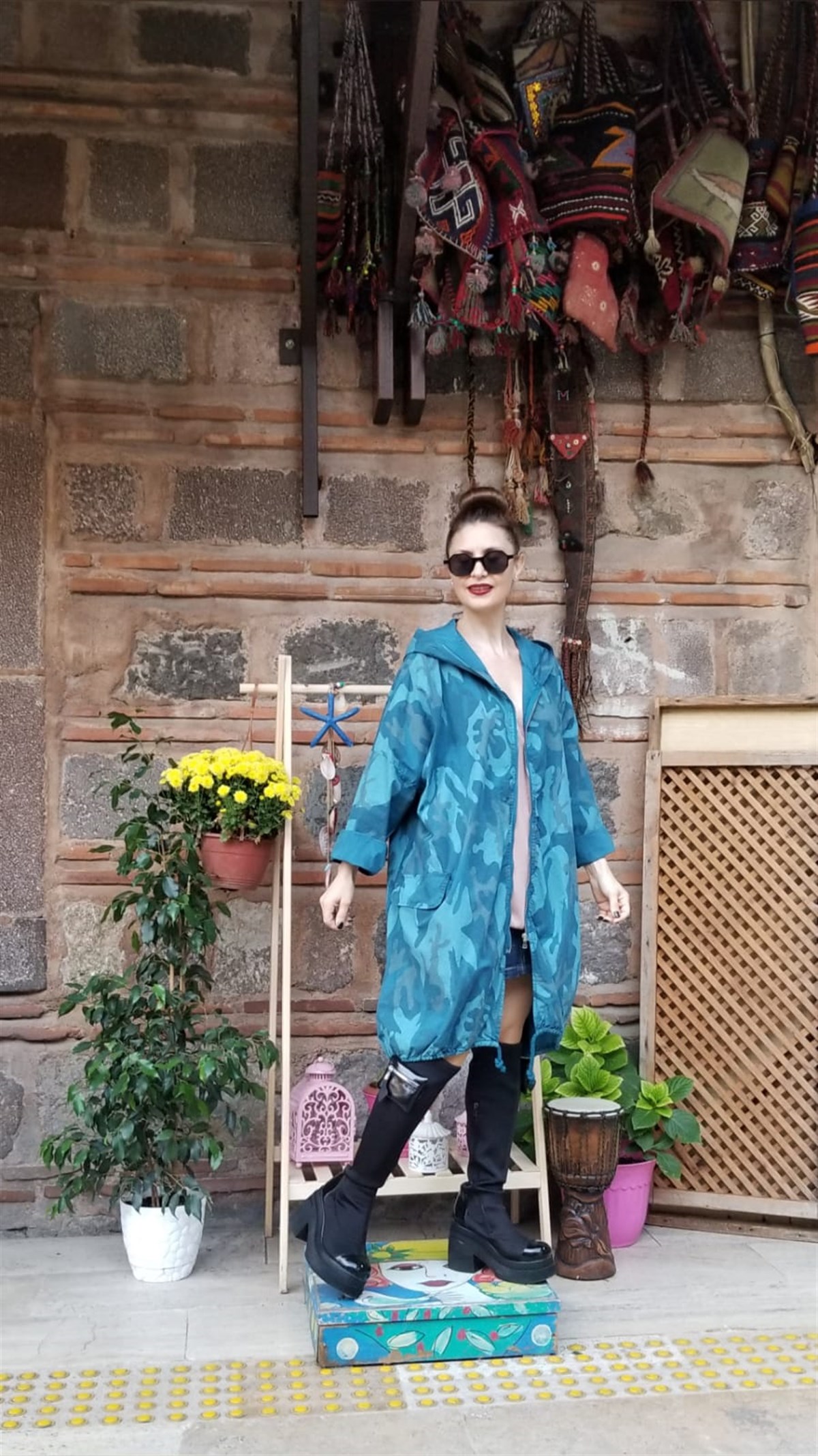 İtalyan Mavi Kamuflaj Desen Yağmurluk