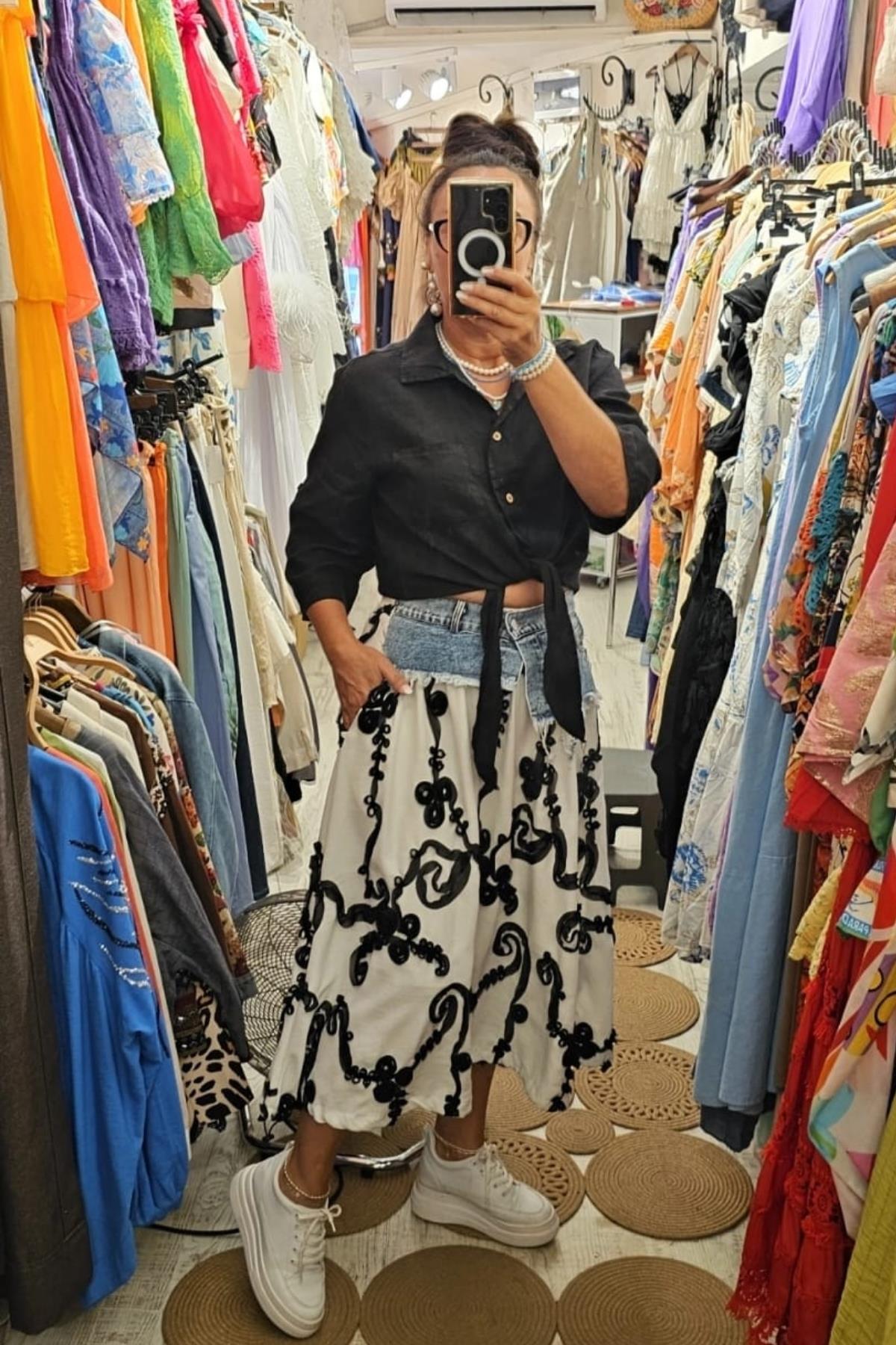 İtalyan Önden Bağlamalı Bluz Siyah