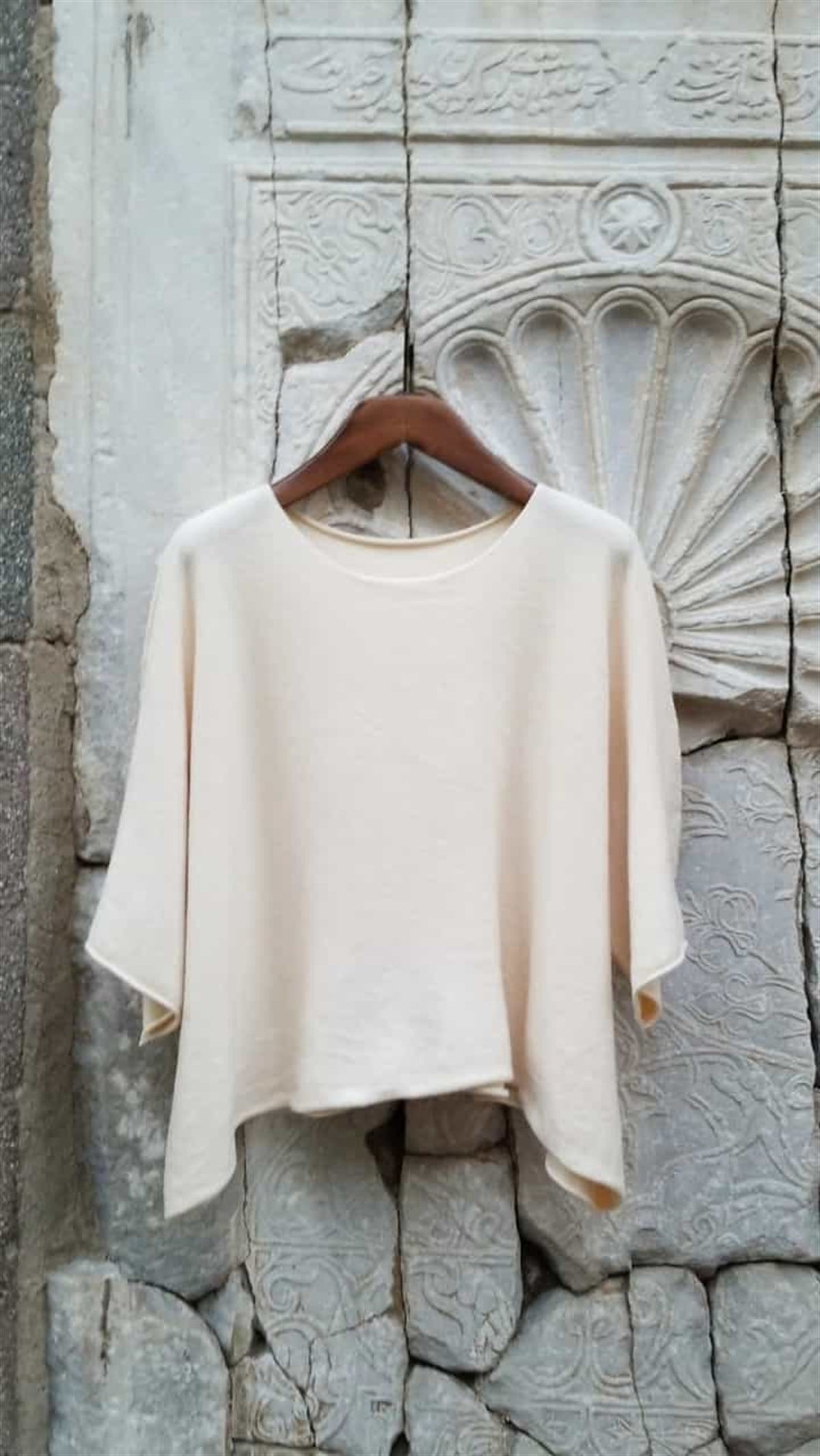 İtalyan Örme Triko Bluz Ekru