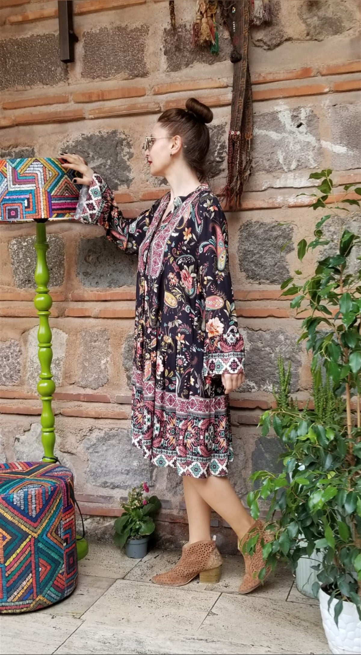 İtalyan Siyah Bohem Elbise