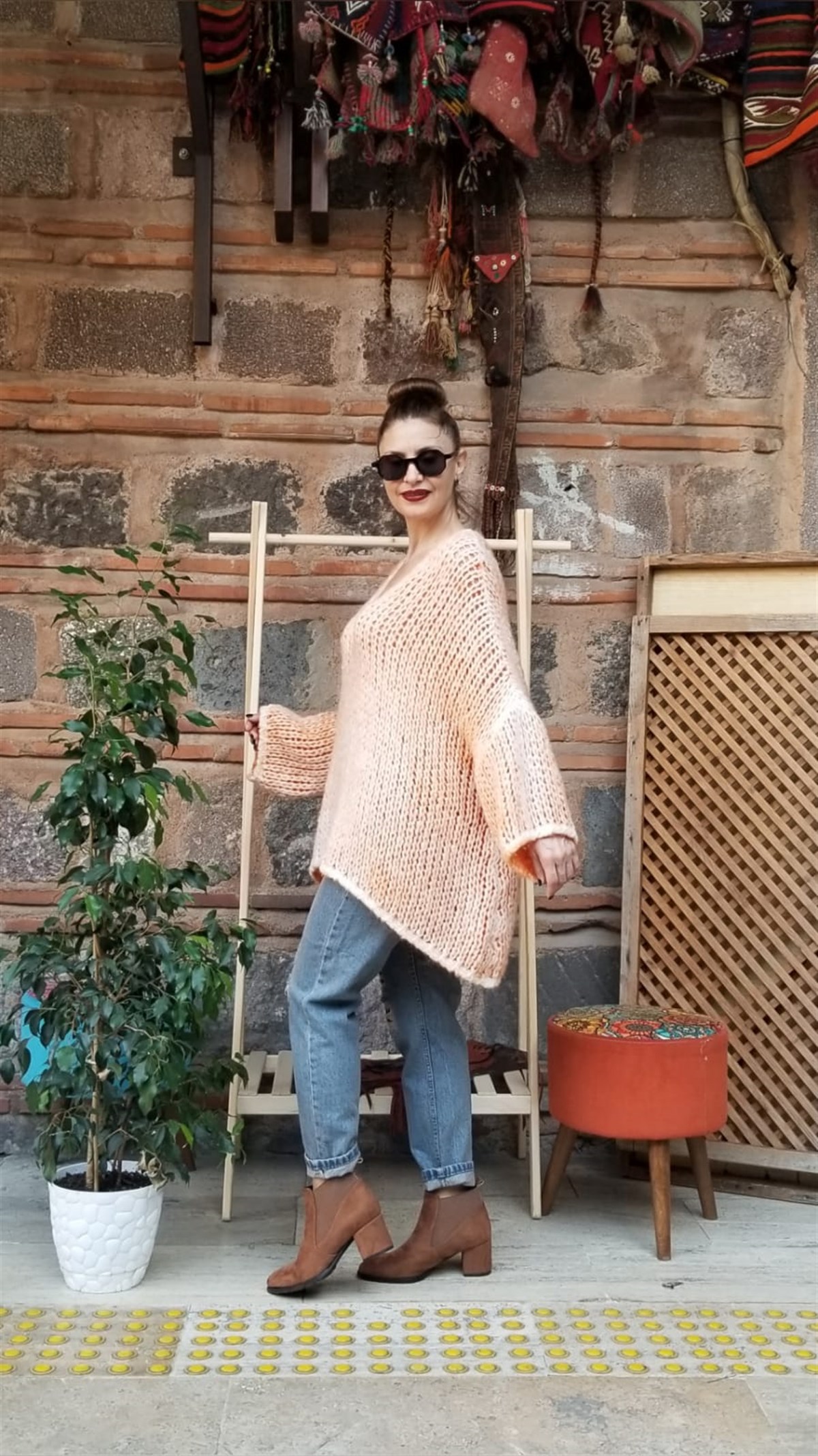 İtalyan Somon Yün Oversize Kazak