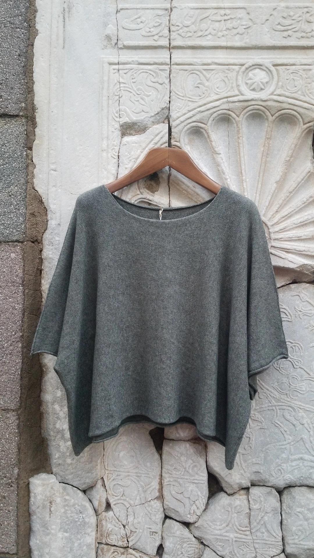 İtalyan Triko Örme Adaçayı Kazak