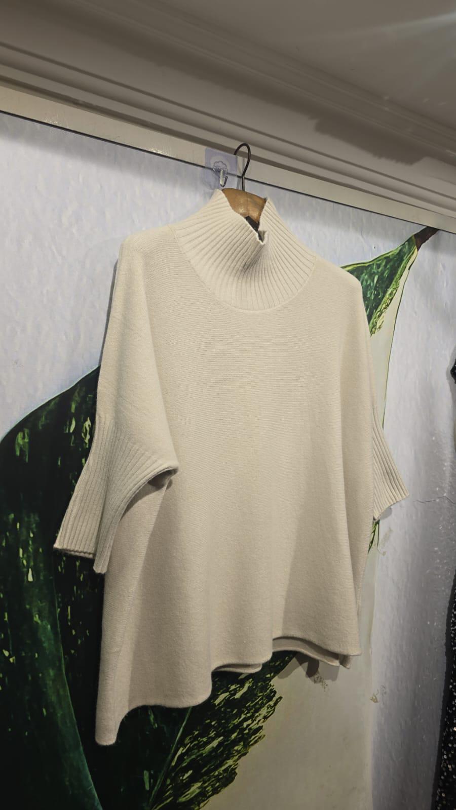 İtalyan Triko Örme Dik Yaka