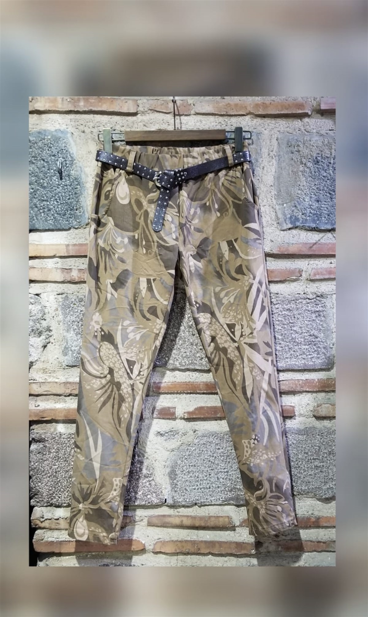 Kahverengi  Desenli Pantolon(Bel Kısmı Lastiklidir) 