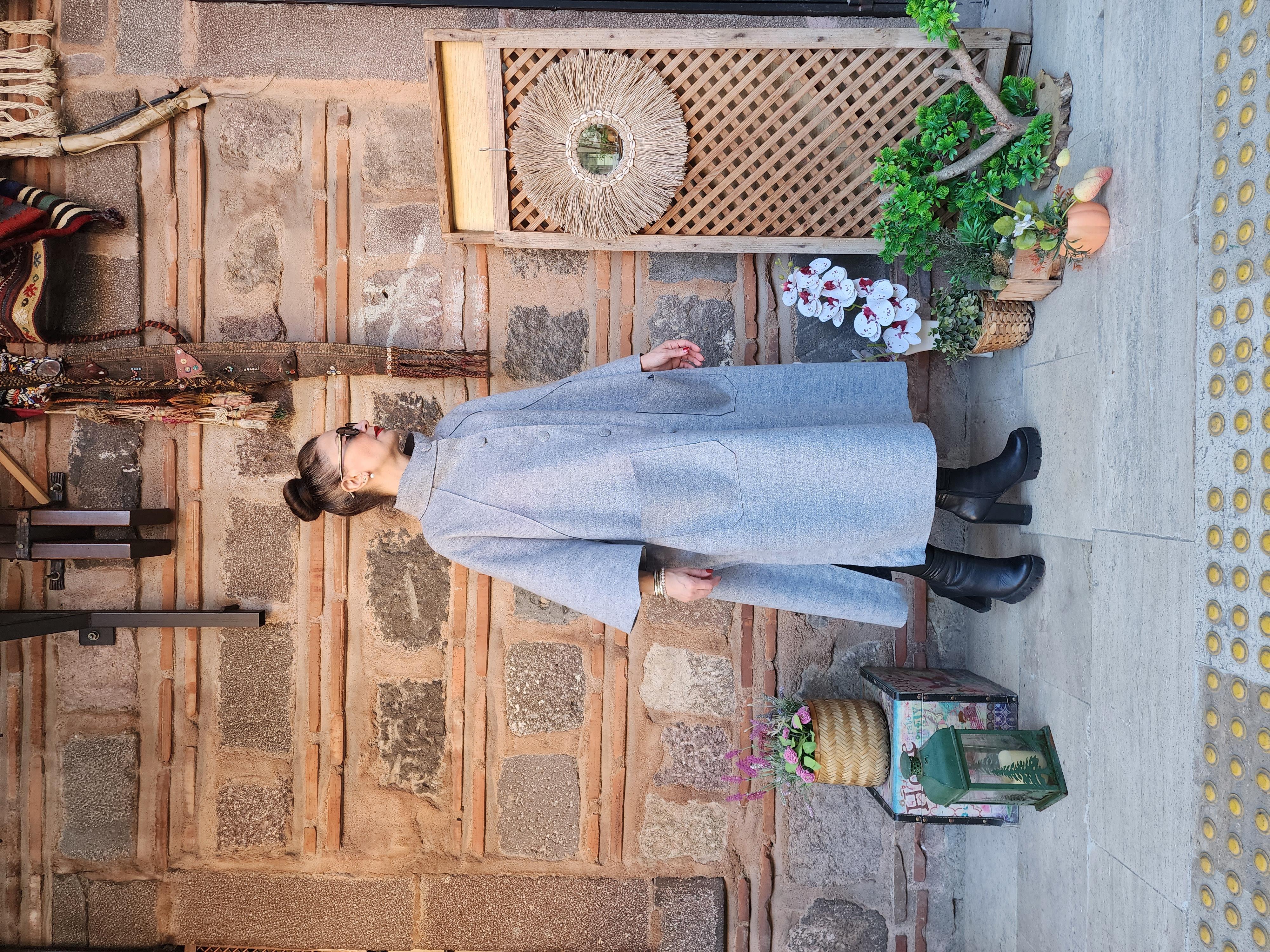 Keçe Kumaş Kaban Gri