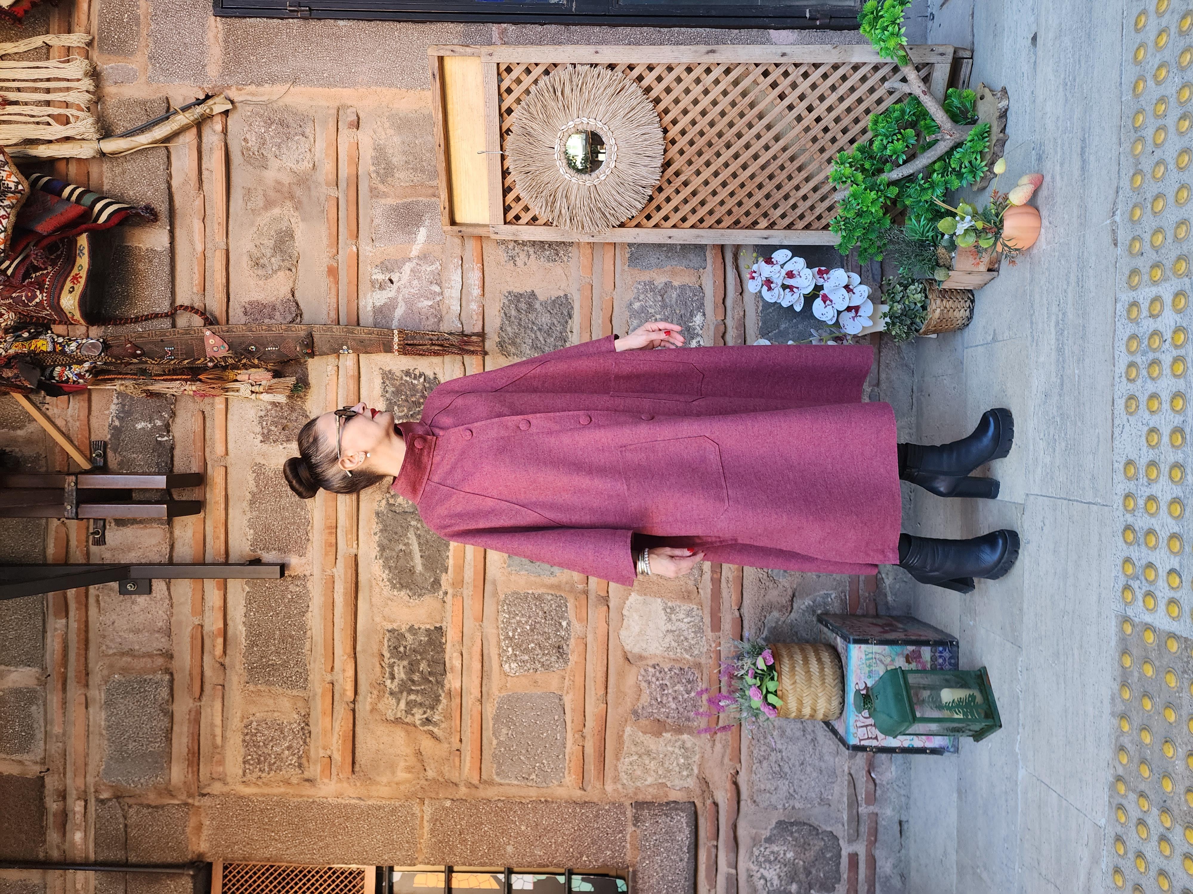 Keçe Kumaş Kaban Kırçıllı Bordo