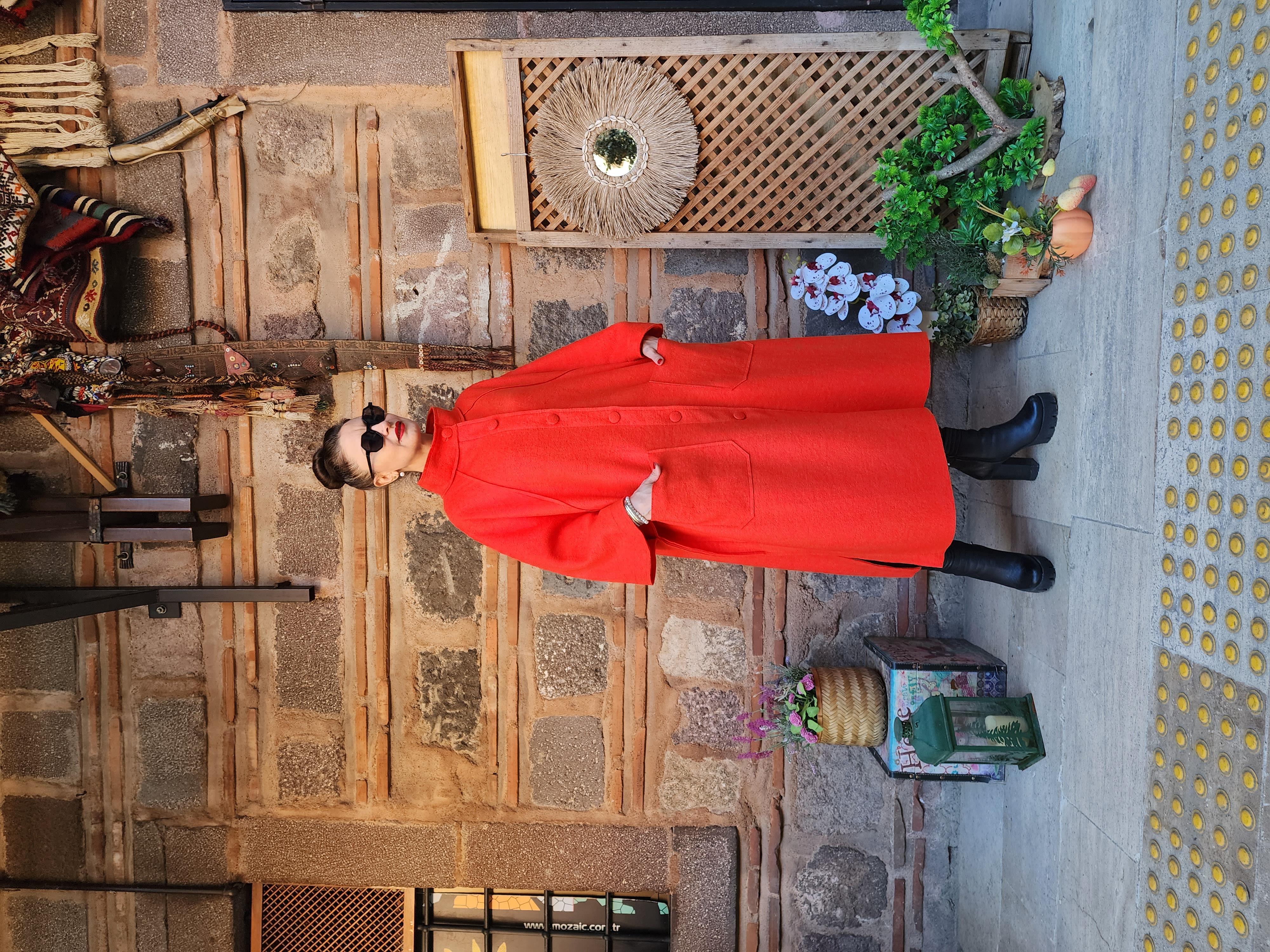 Keçe Kumaş Kaban Nar Çiçeği