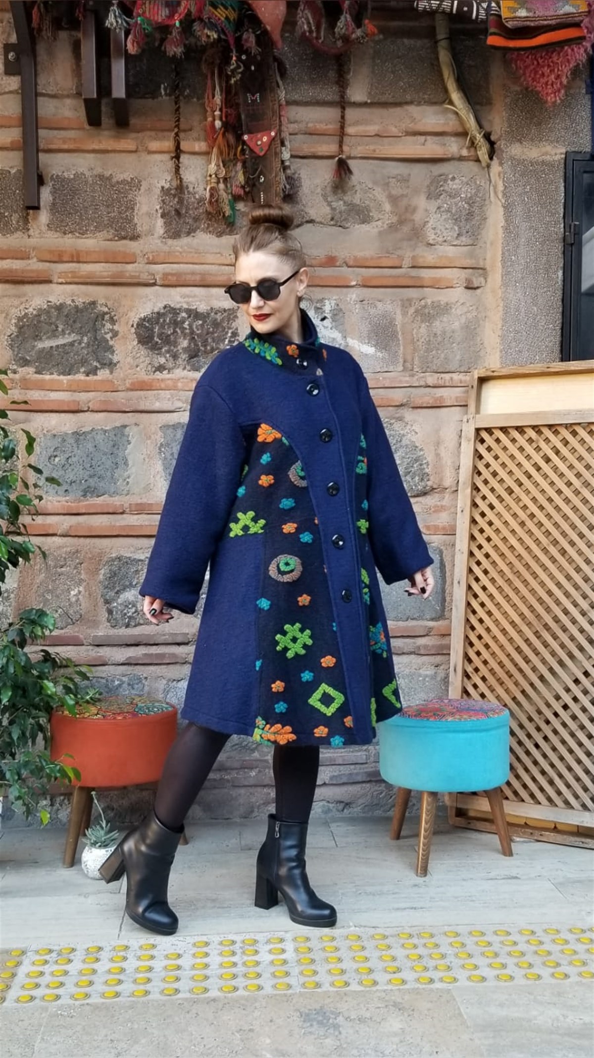 Lacivert İtalyan İçi Astarlı Kece Kaban 