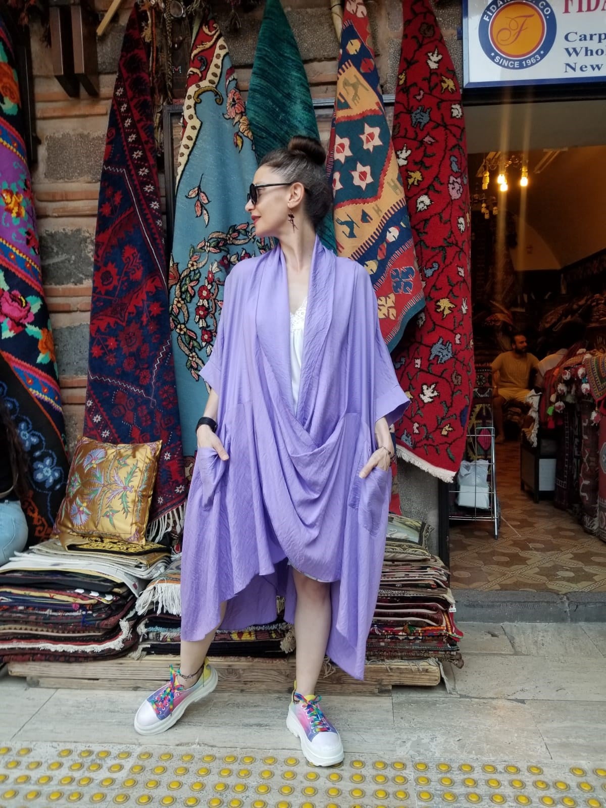 Lila  Önden Cepli Venüs Tunik