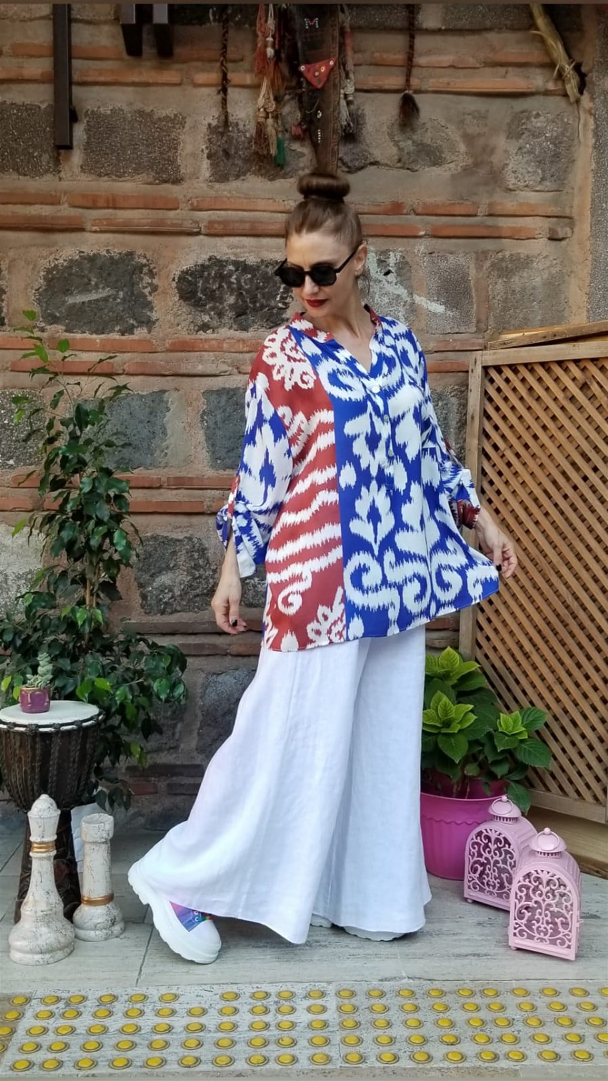 Mavi Hakim Yaka Bluz