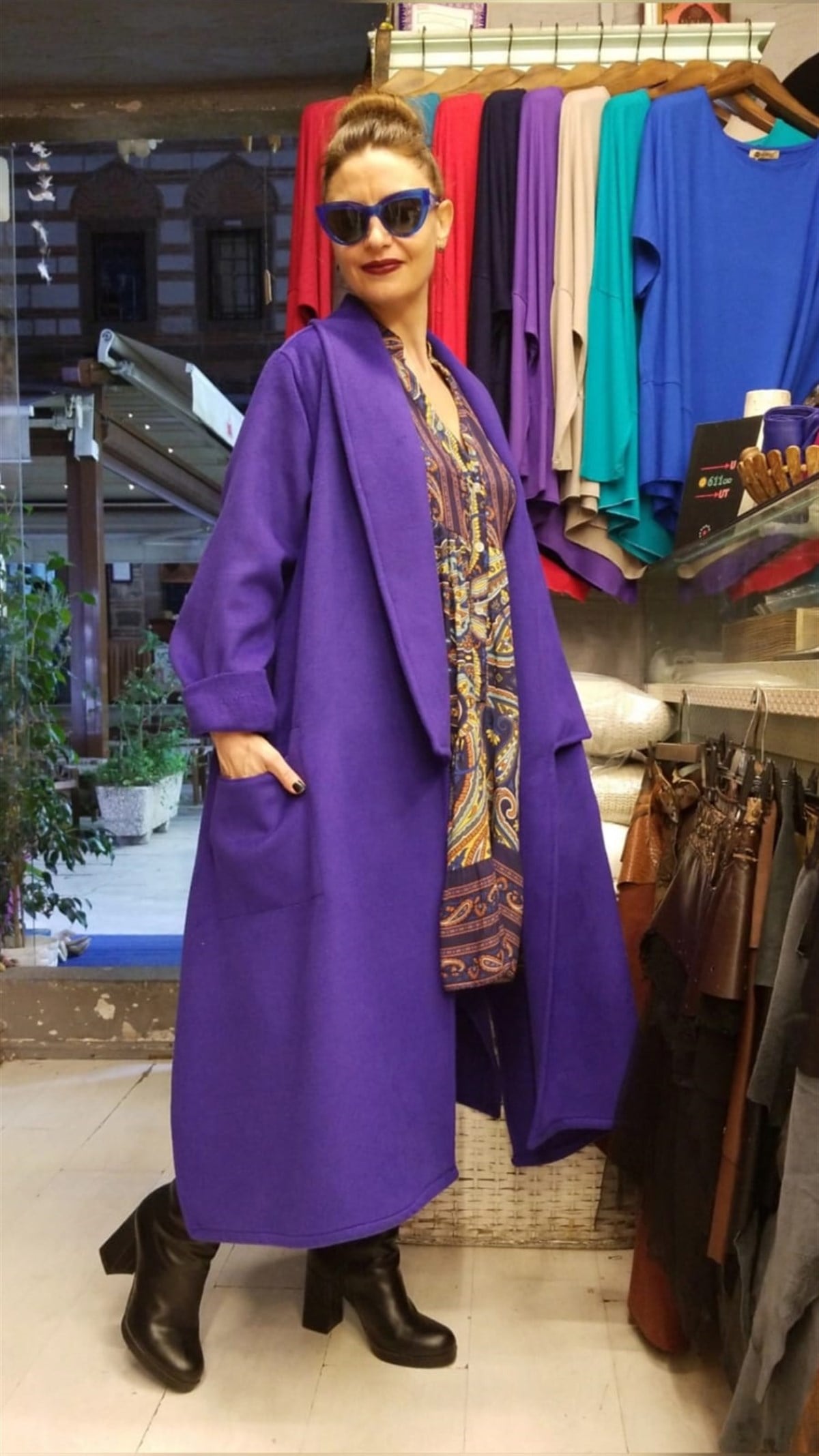 Mor Kaşe Kumaş Kaban