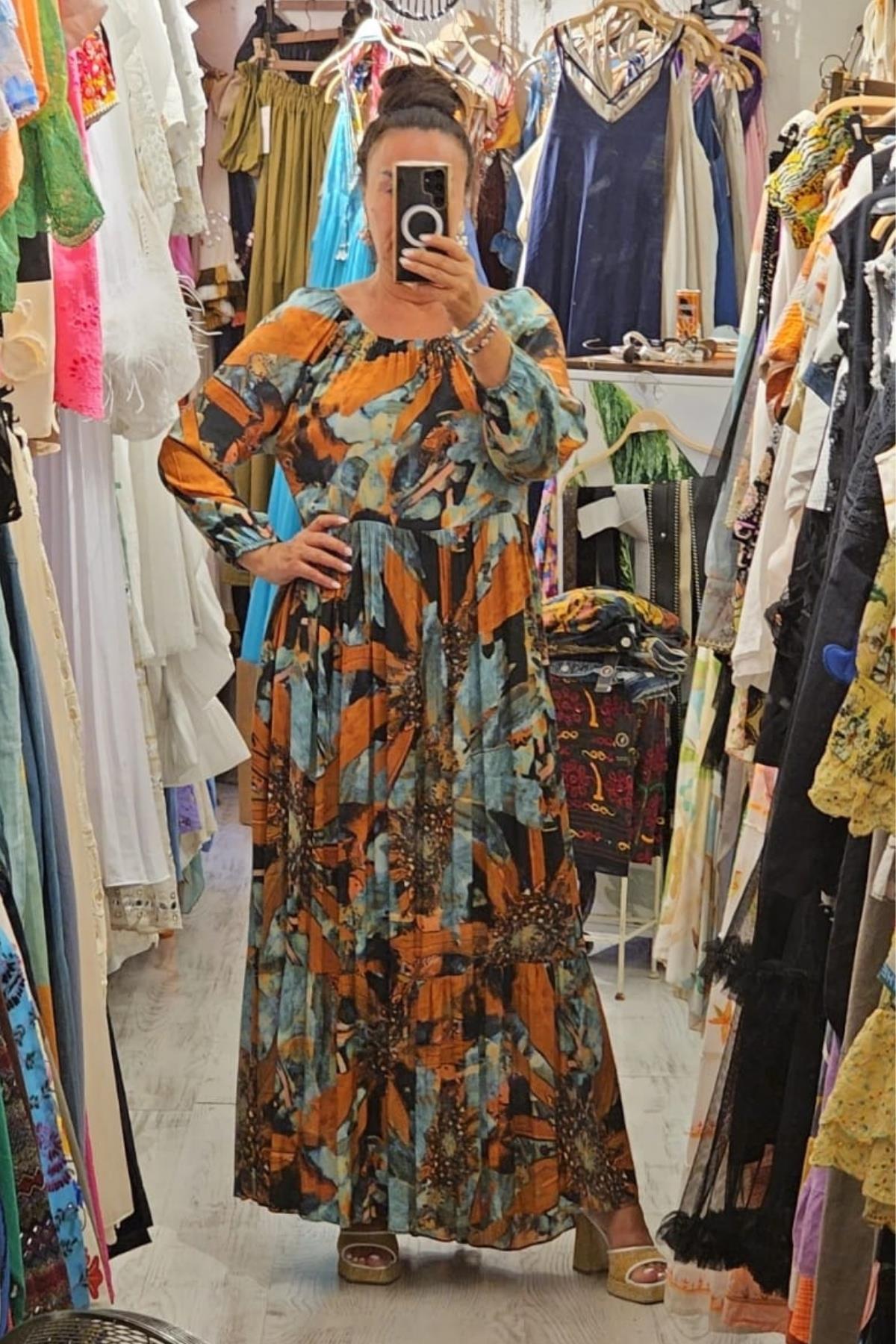 Pamuklu Viskon Elbise Renkli