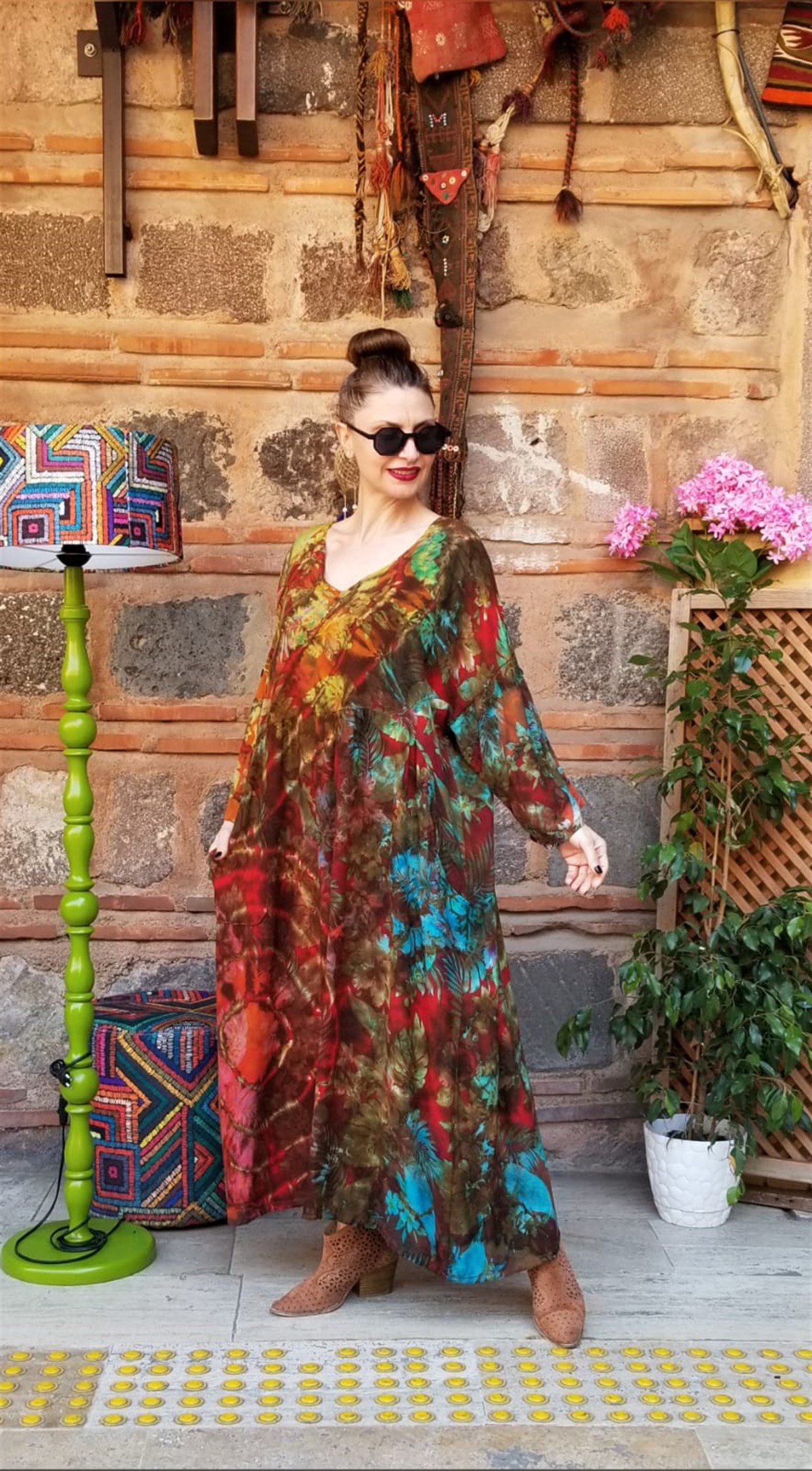 Pamuklu Viskon Kumaş Batik Salaş Elbise