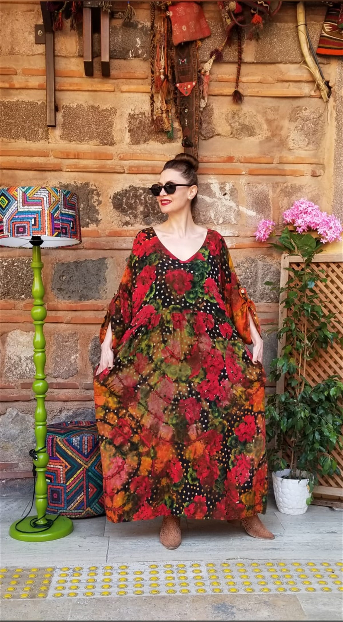 Pamuklu Viskon Kumaş Batik Salaş Elbise