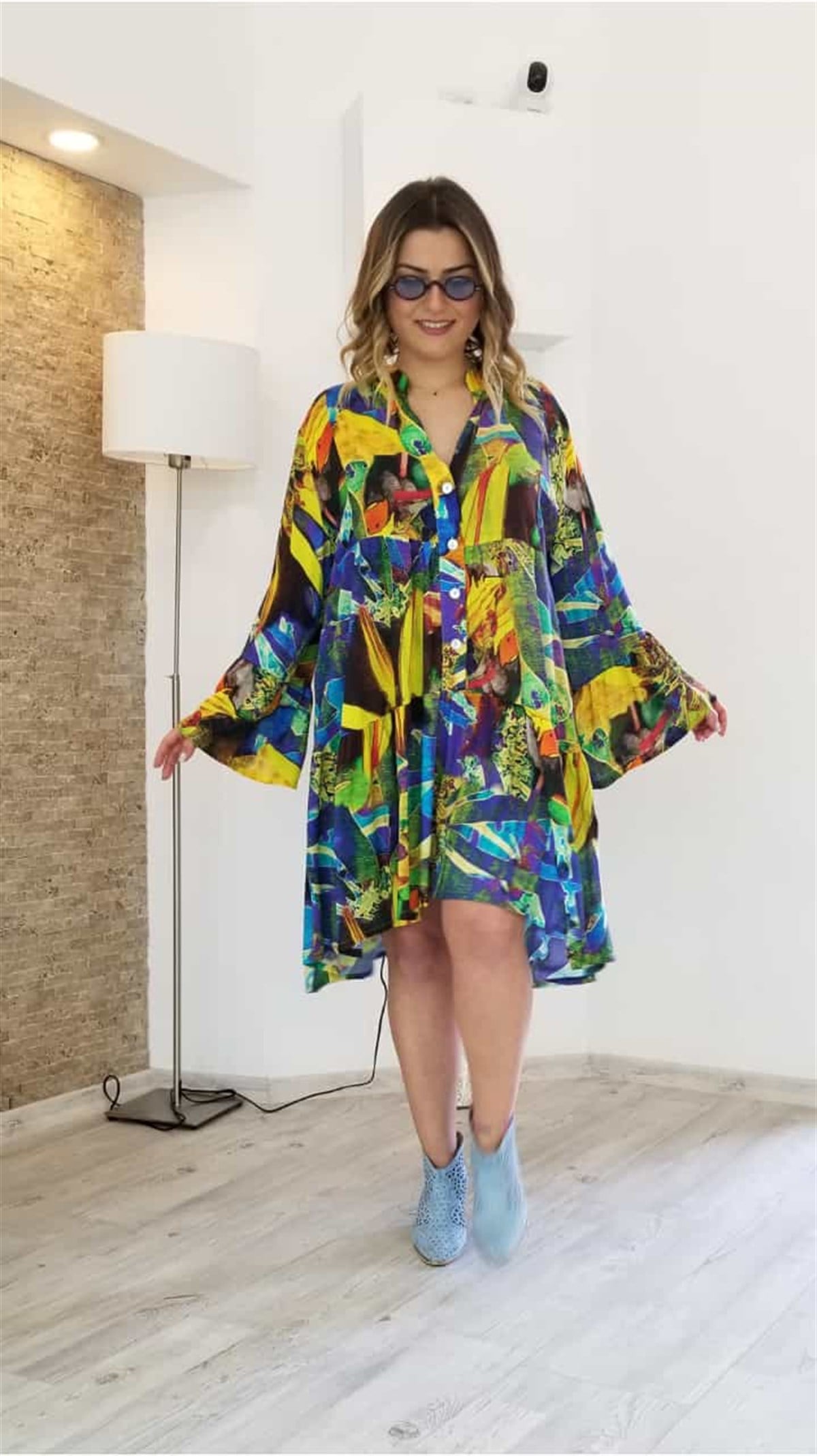 Patchwork Desenli Salaş Elbise