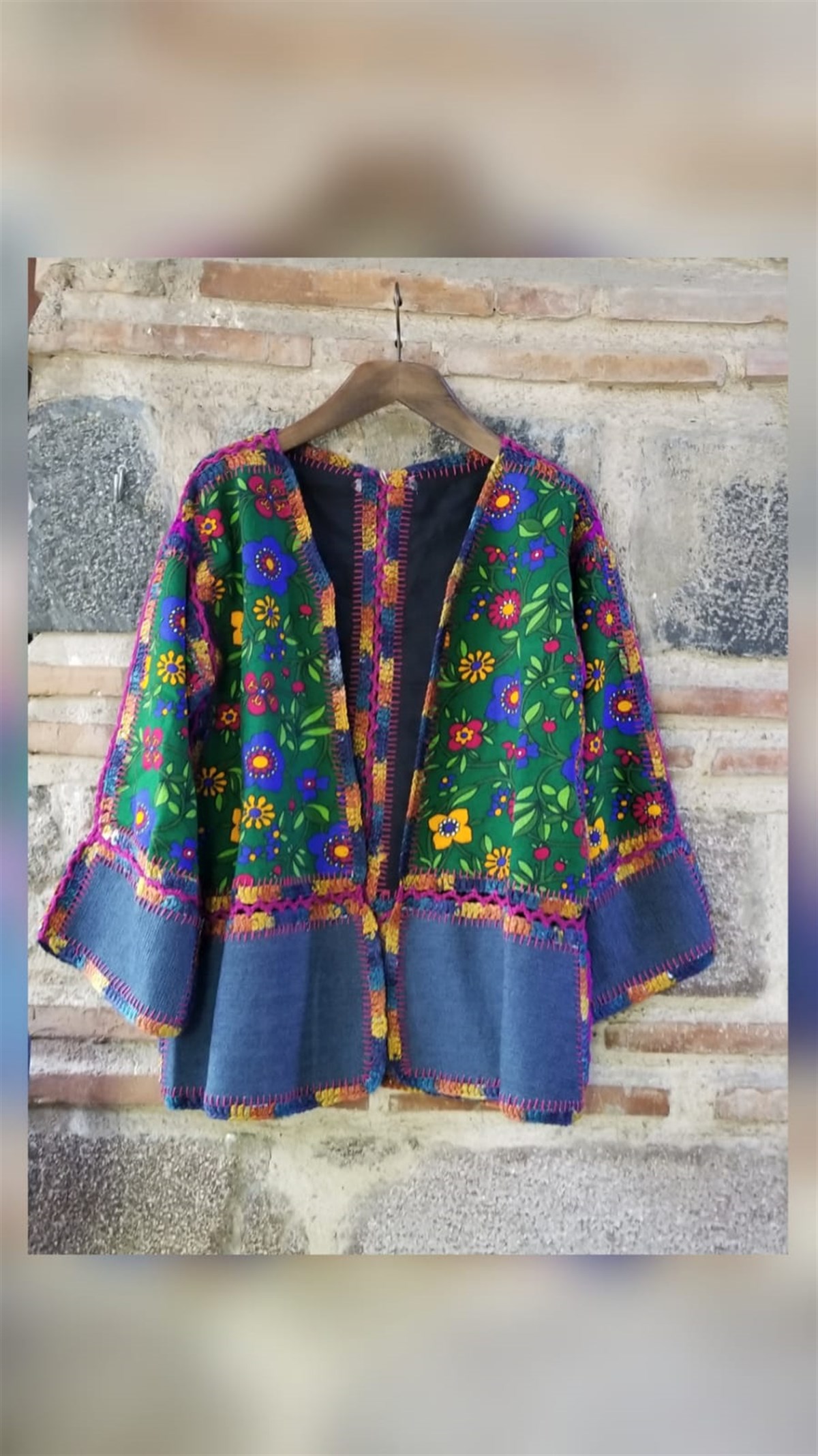 Pazen Ve Kot Kumaş El İşi Detaylı Hırka
