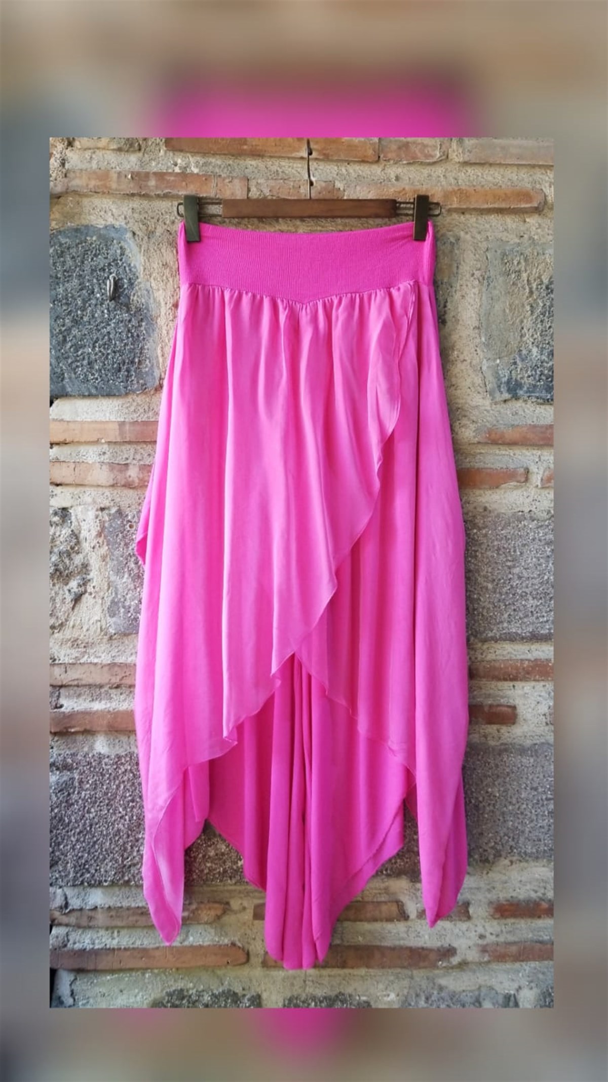 Pembe İpek Kumaş Şalvar Etek