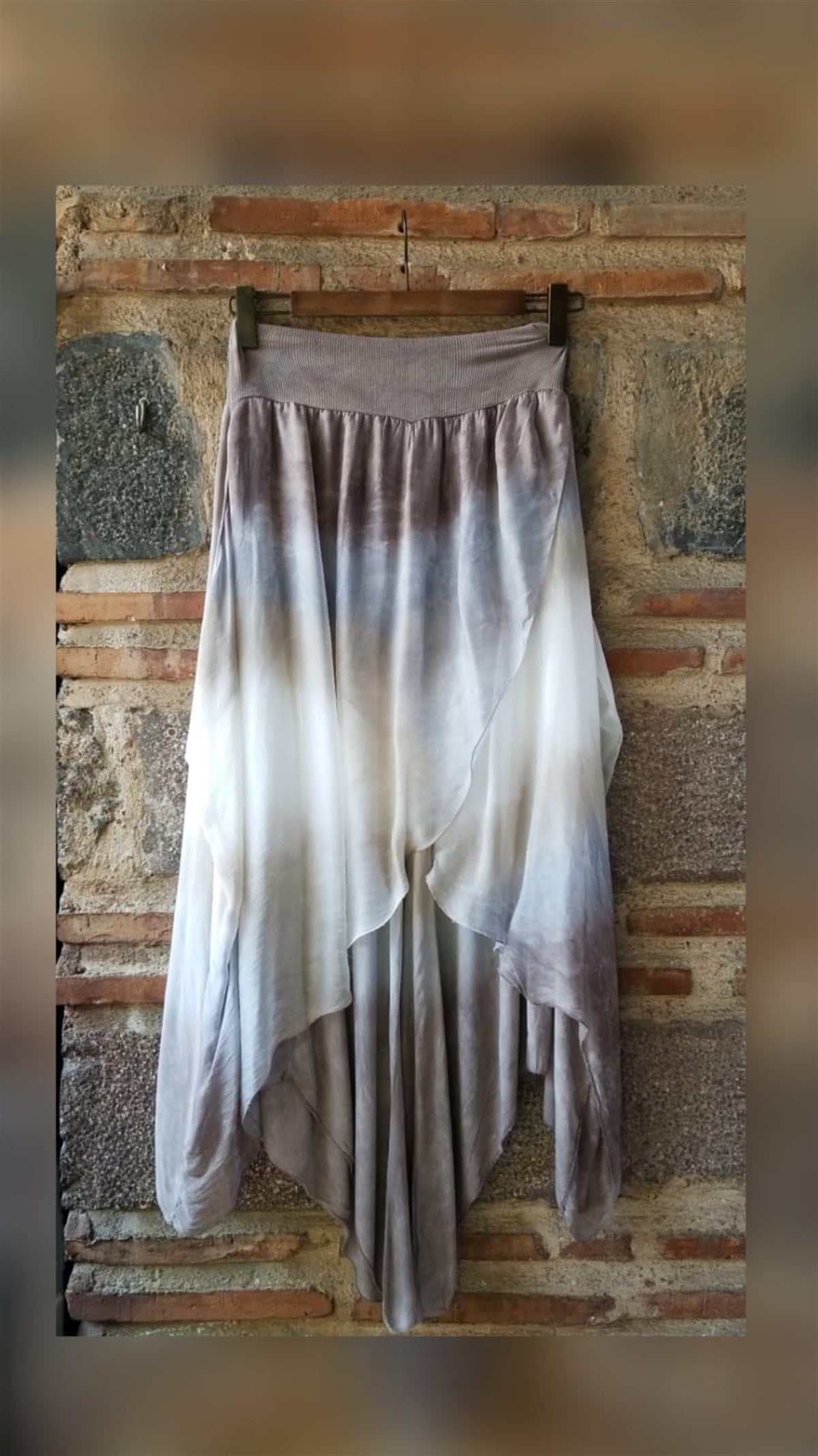 Renkli Batik Desenli İpek Kumaş İçi Astarlı Şalvar Etek
