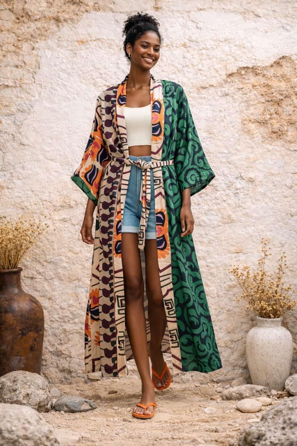 Renkli Bohem Kimono – Yazlık Salaş Kadın Kimono