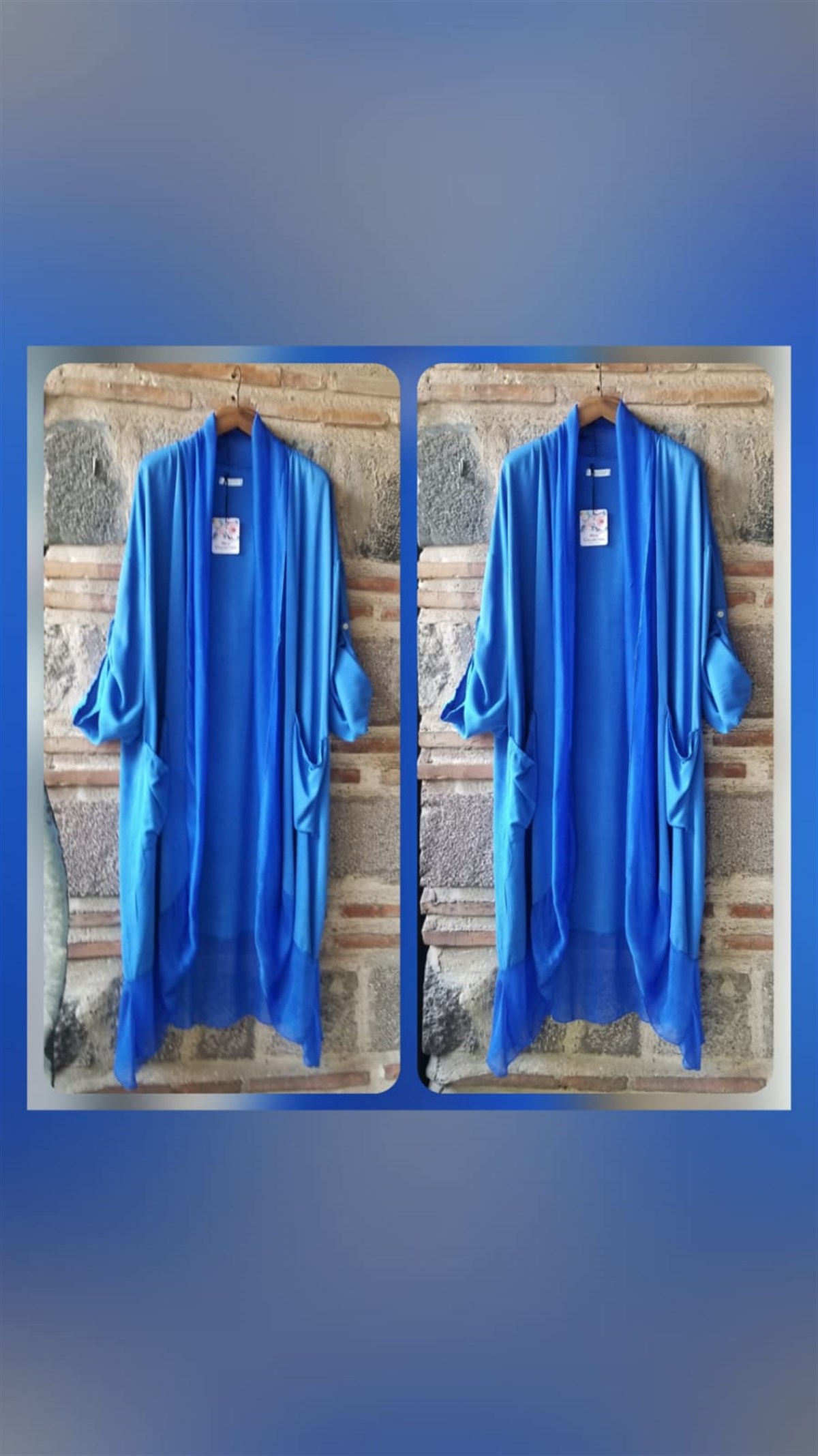 Saks Mavi Kaftan (Ön Kısmı İpek )