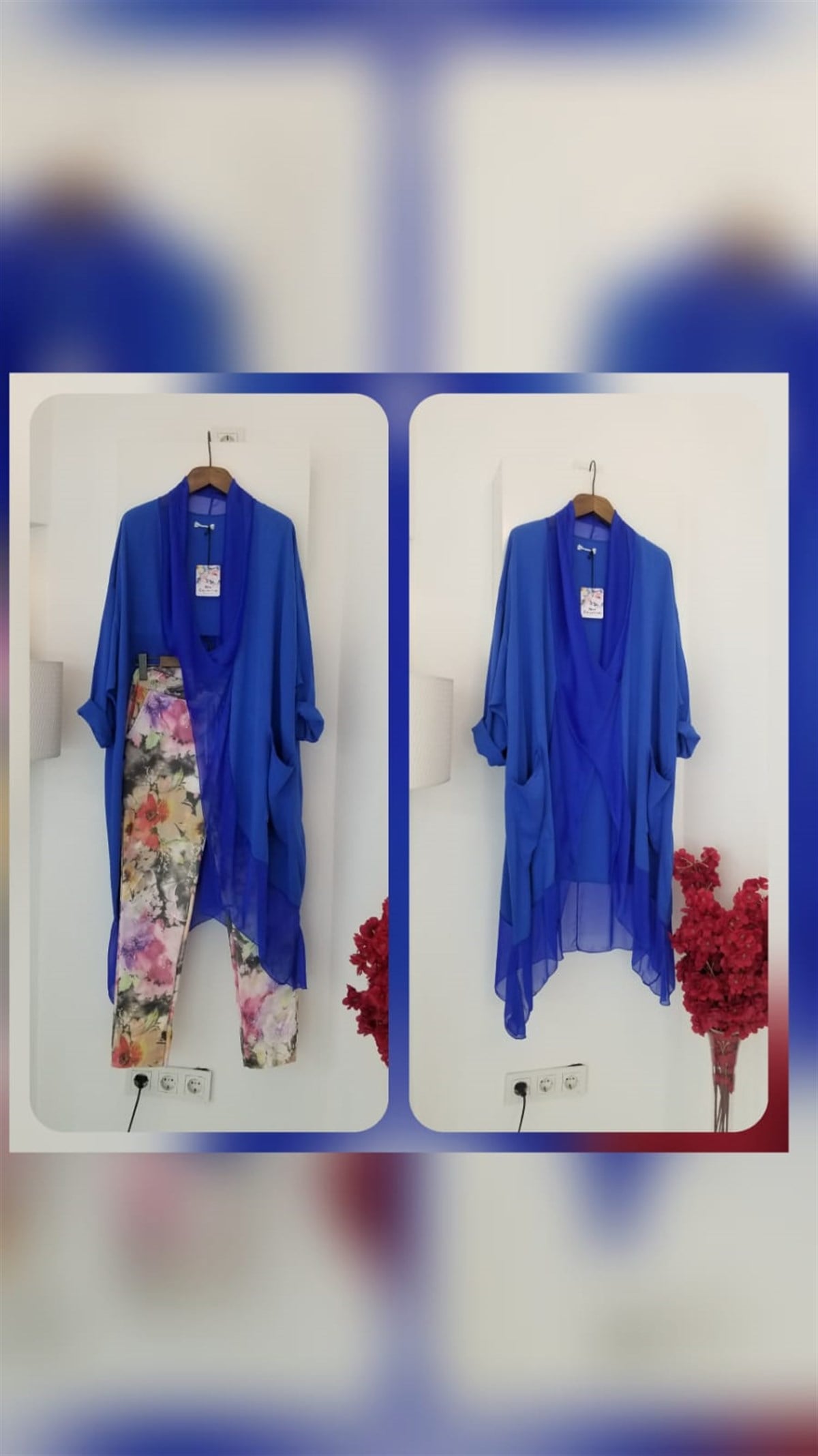 Saks Mavi Venüs Tunik (Ön Kısmı İpek )