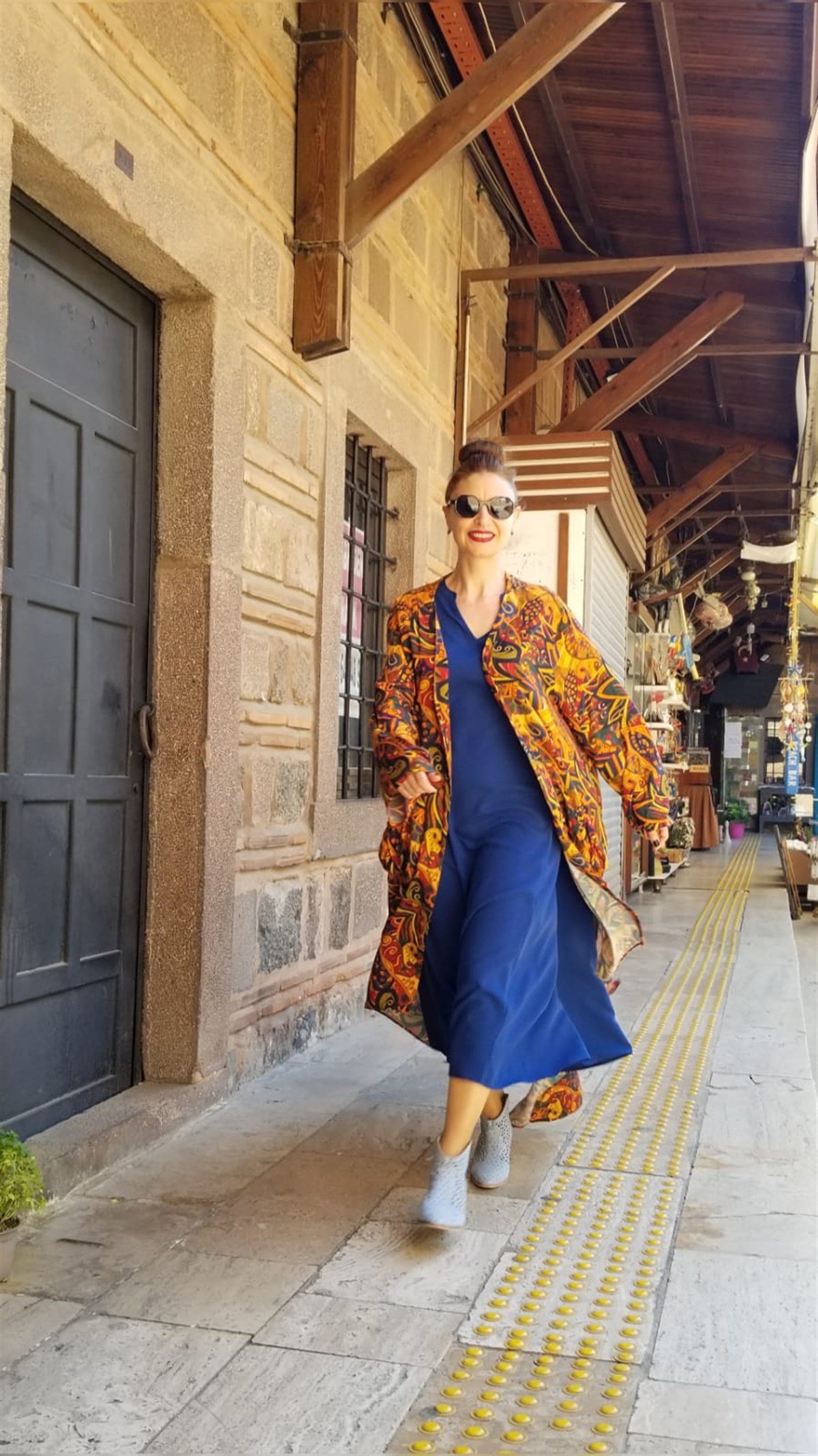 Şal Desen Kumaş Asimetrik Kaftan