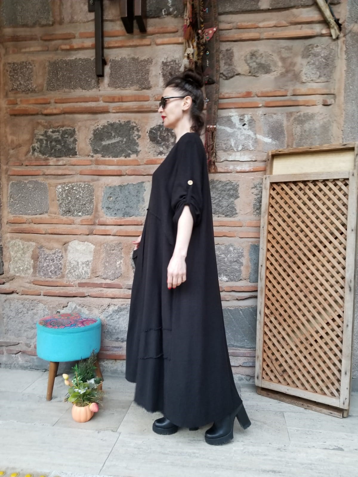 Siyah Asimetrik Elbise