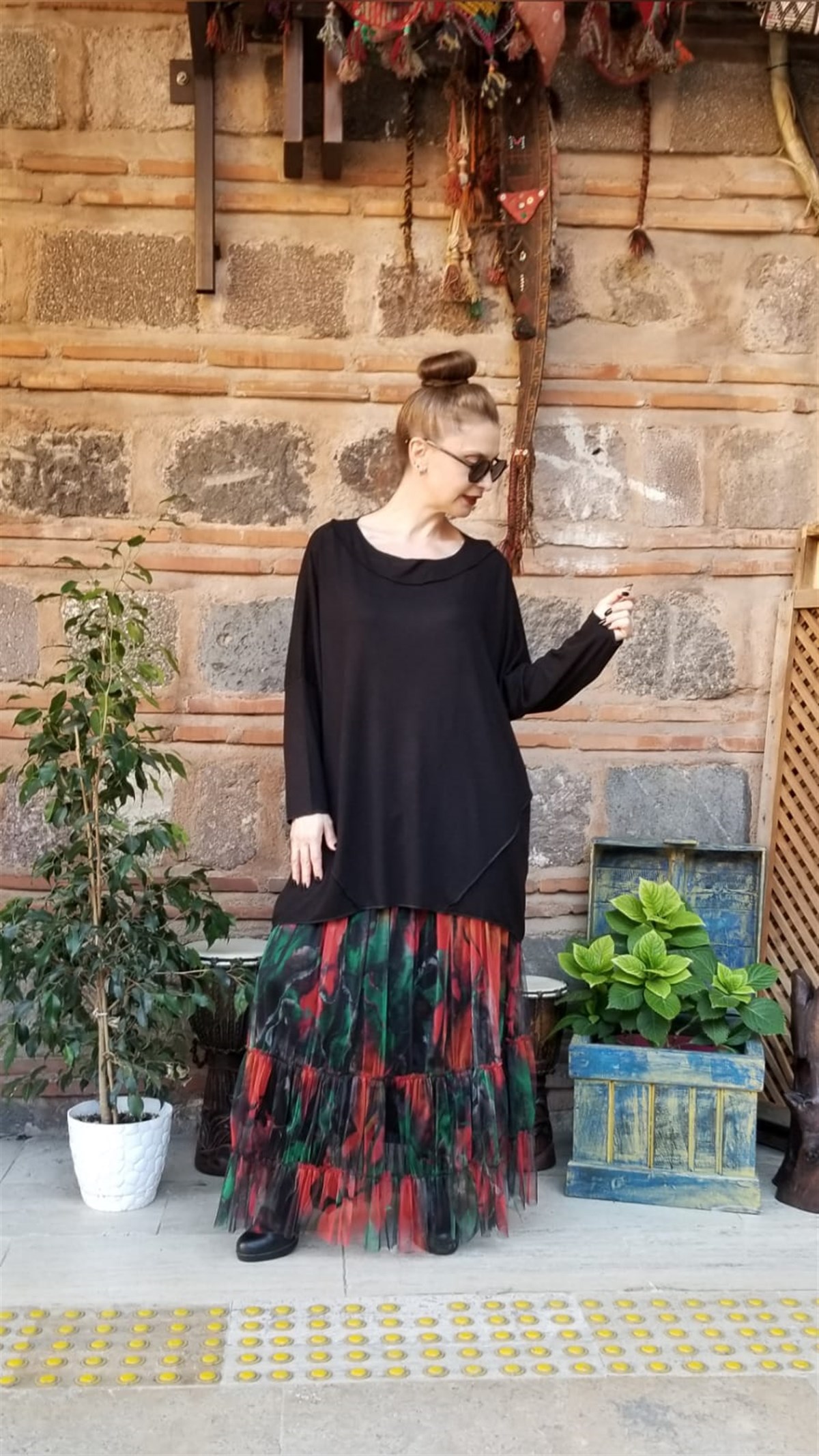 Siyah Parçalı Bluz (Triko Kumaş)