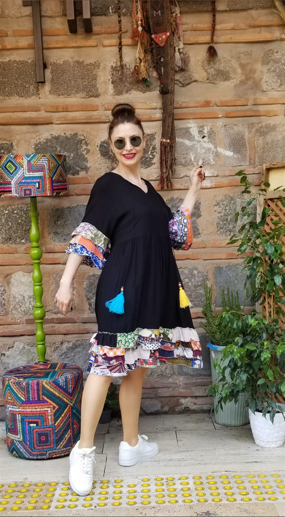 Siyah Renk Bohem Elbise