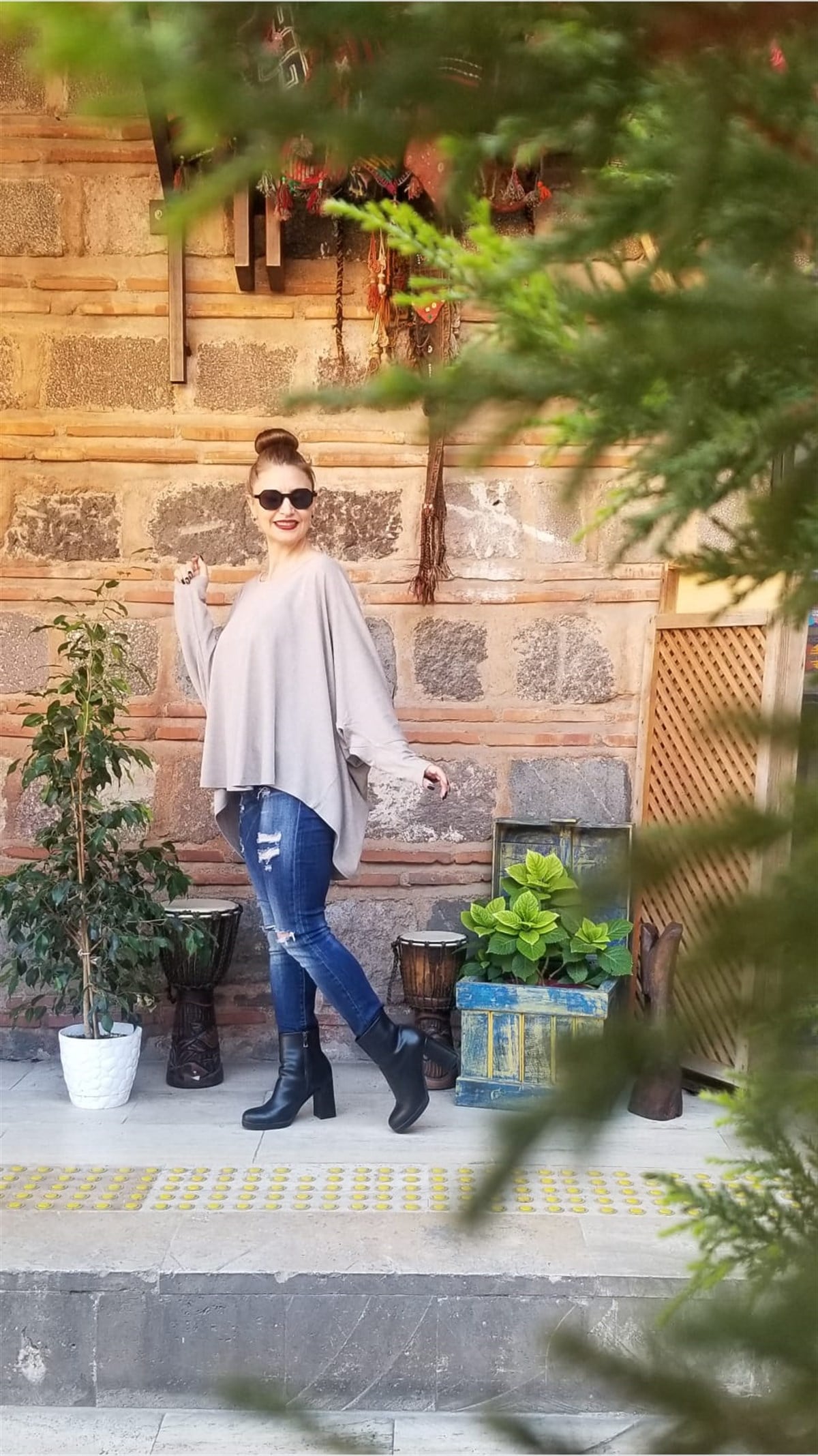 Taş Rengi Bluz(Triko Kumaş)