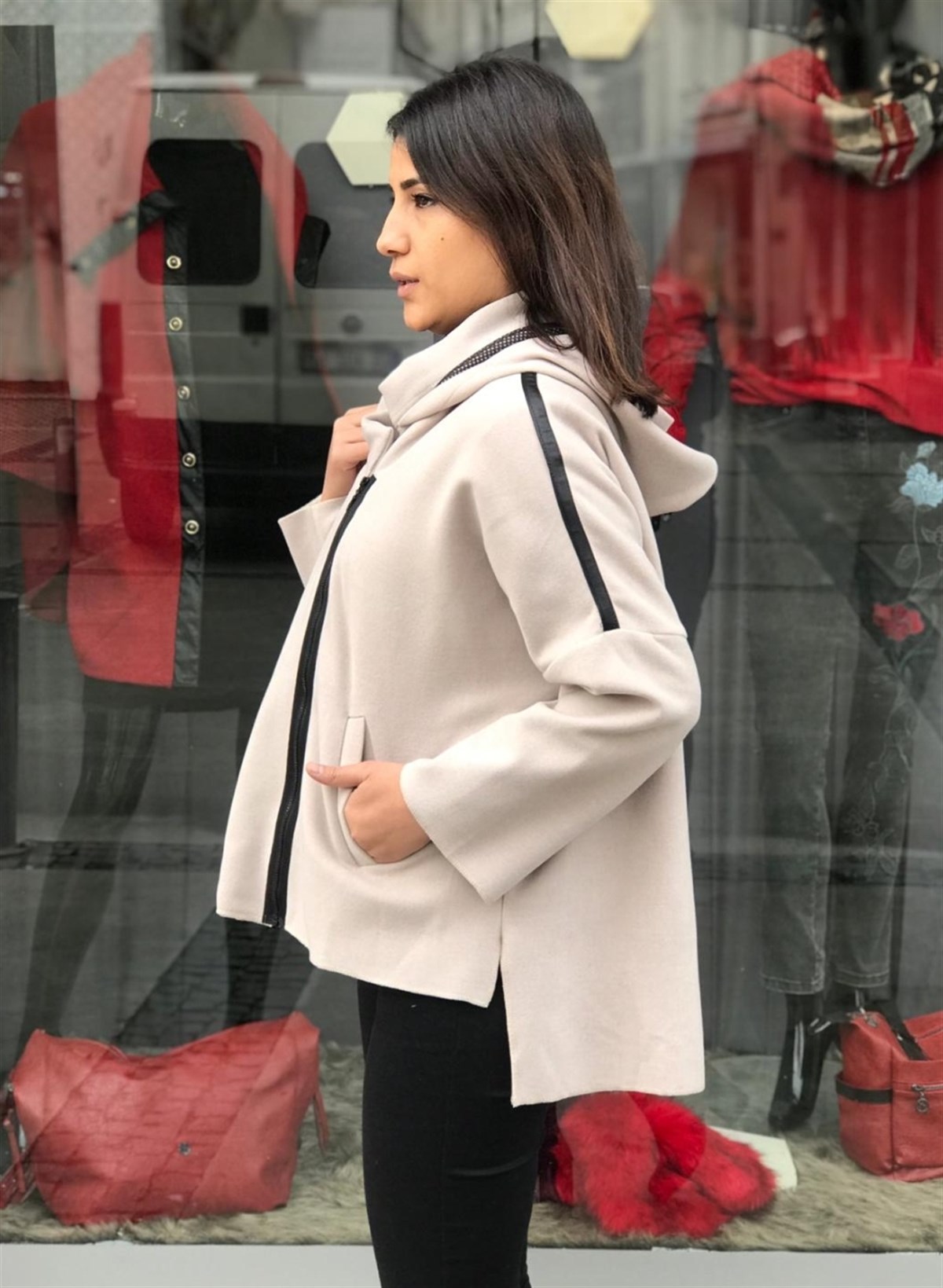 Taş Rengi Kaşe Kaban 