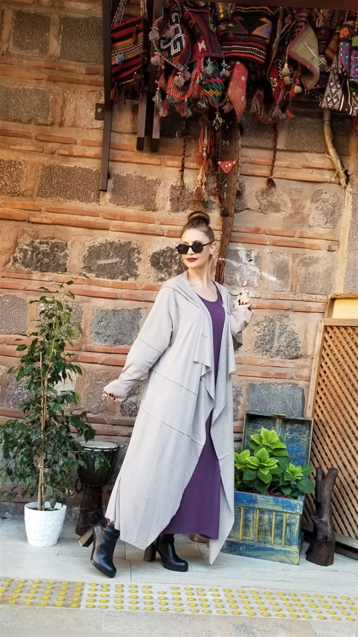 Taş Rengi Triko Kaftan