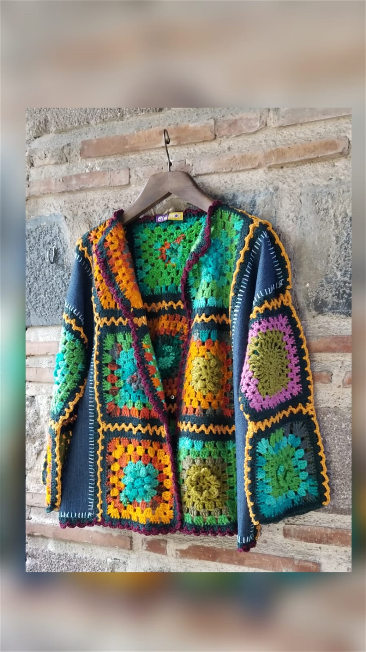 Tığ İşi Kot Detaylı Hırka
