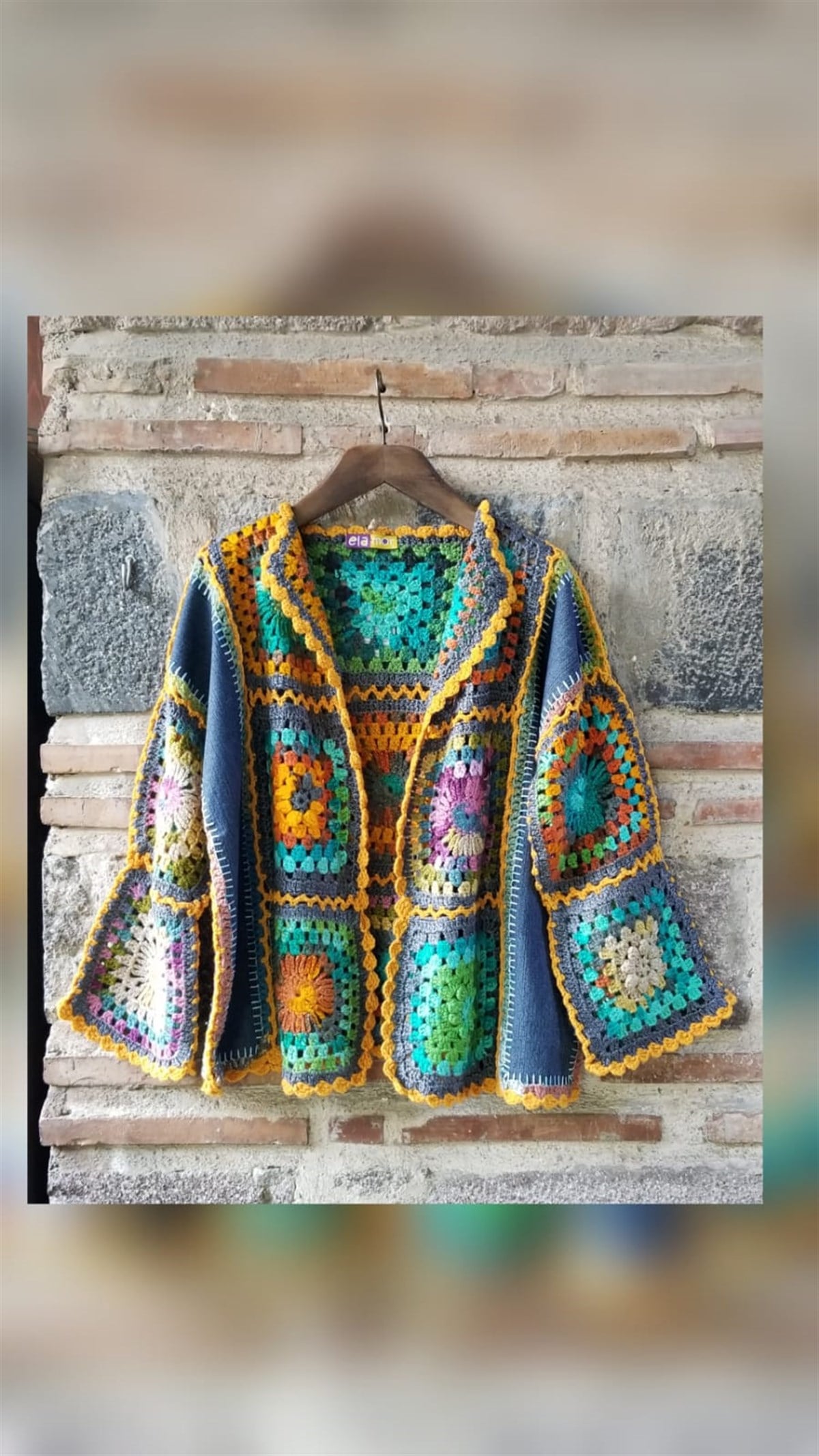 Tığ İşi Kot Detaylı Hırka