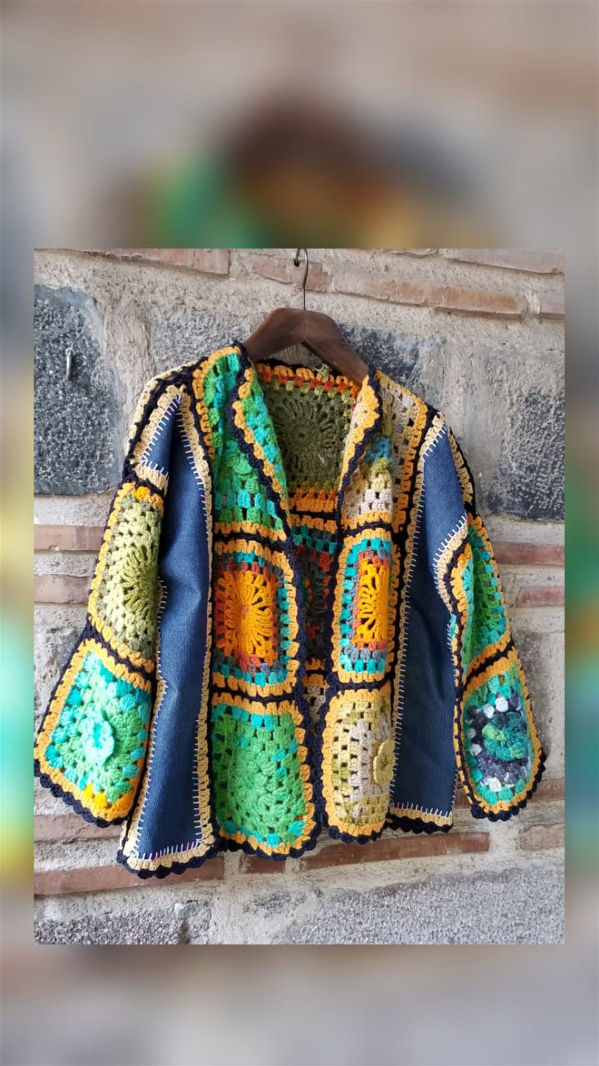 Tığ İşi Kot Detaylı Hırka