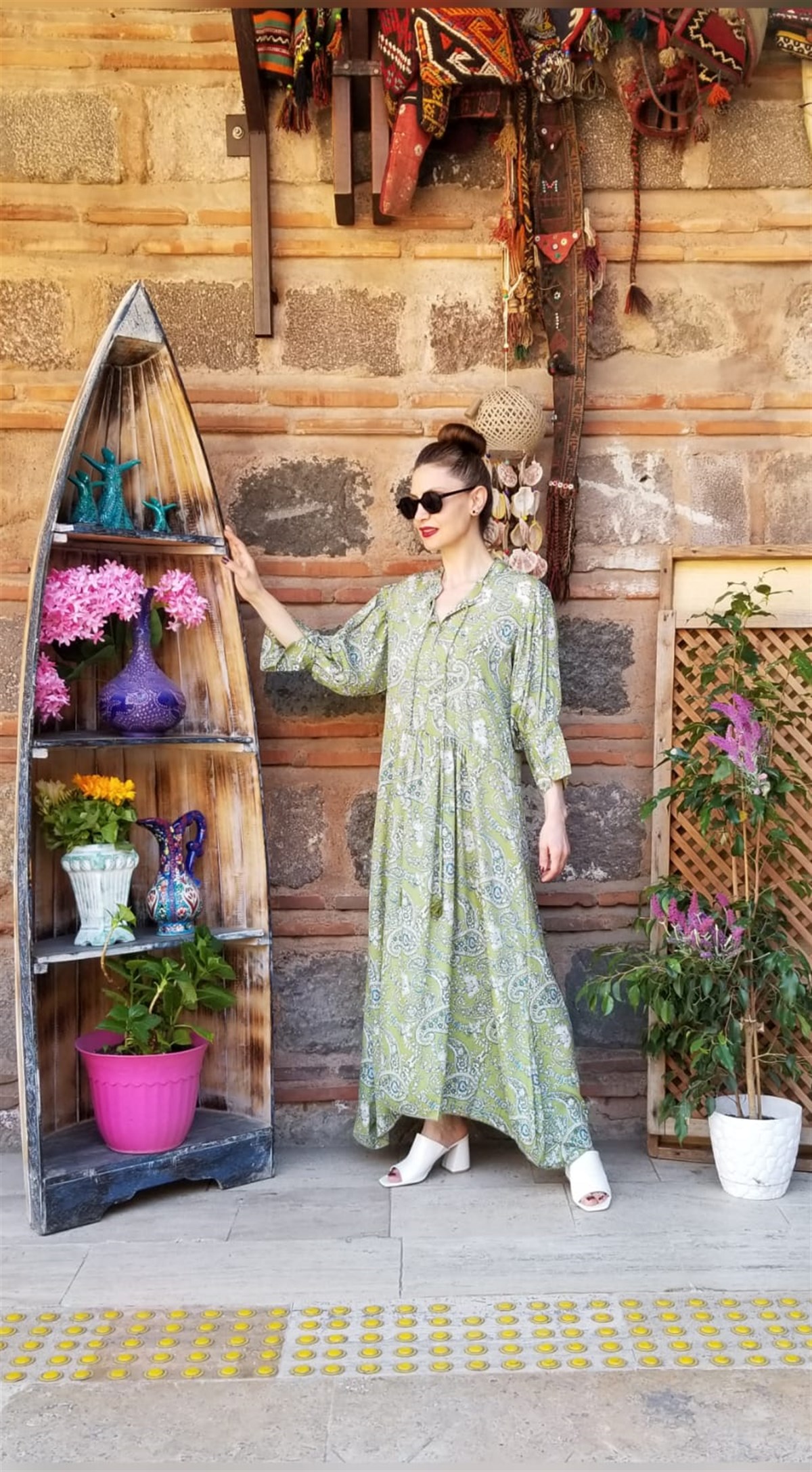 Vintage Çimen Yeşili Elbise