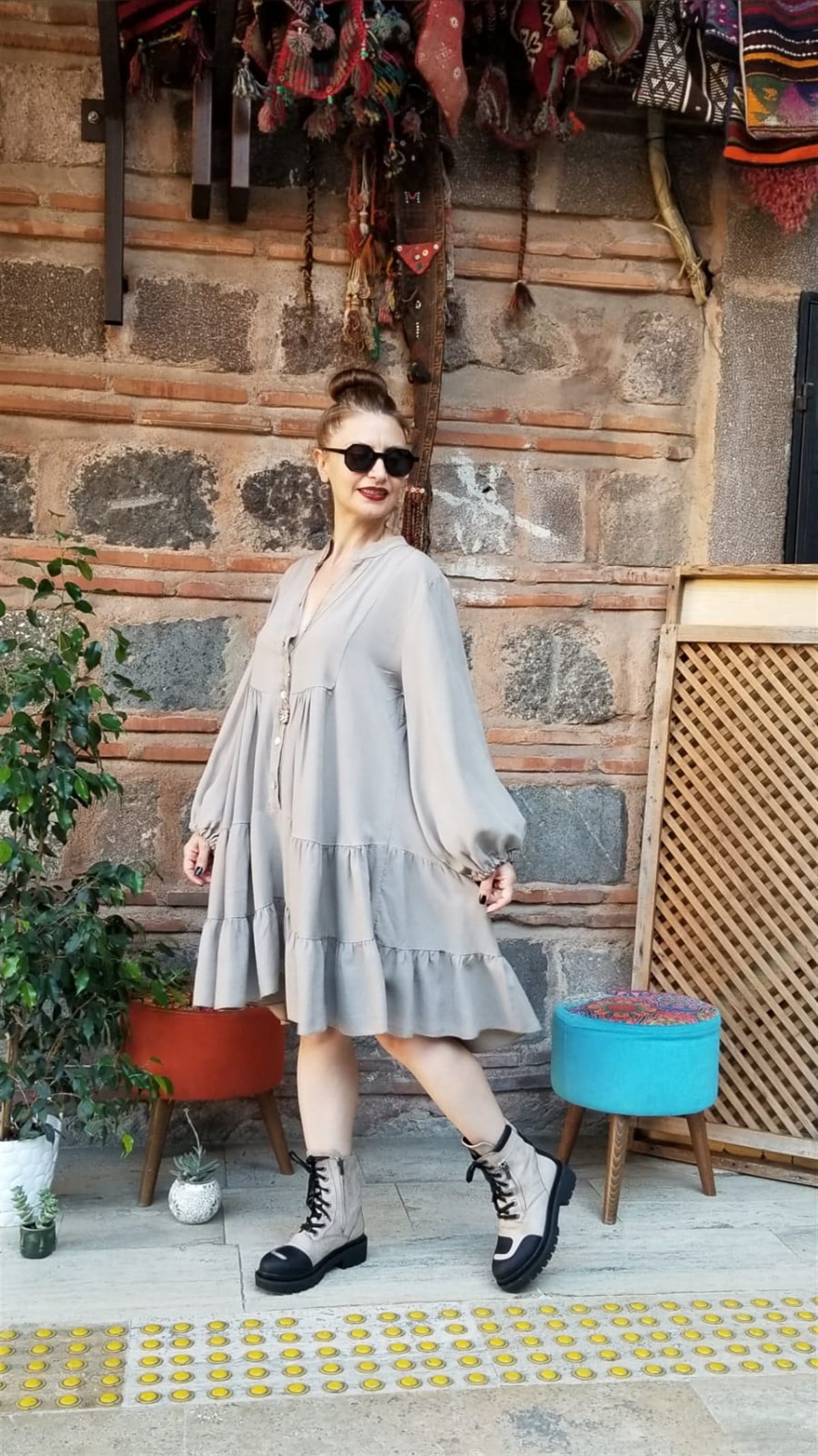 Vizon Kat Kat Mini Elbise