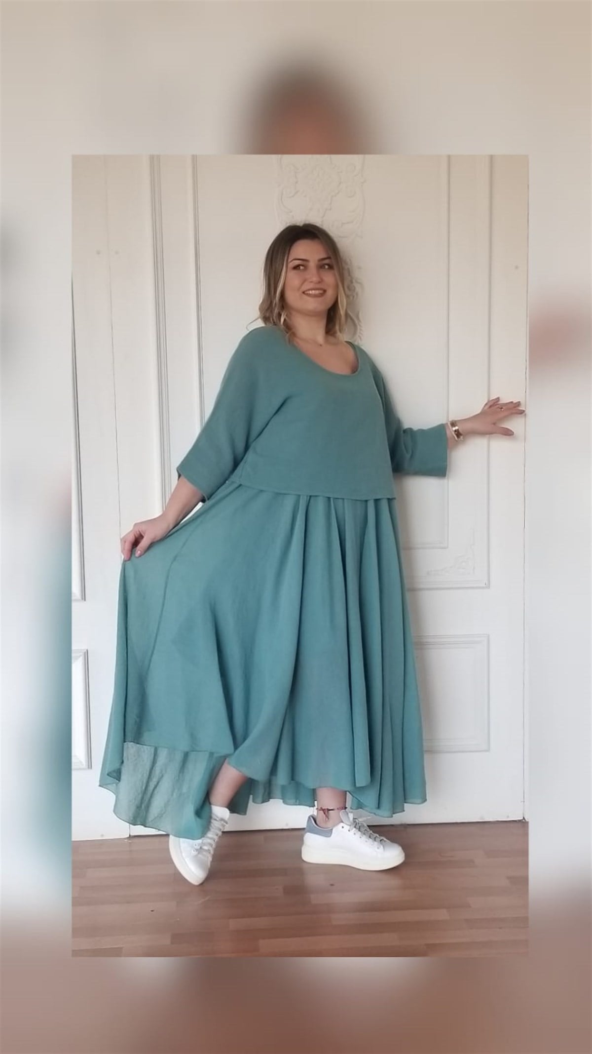 Yeşil İki Parçalı Elbise