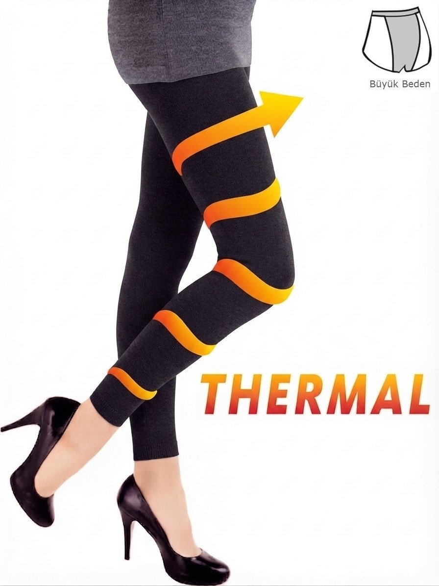 Kadın Büyük Beden Termal (200 Denye) Tayt Çorap - Antrasit